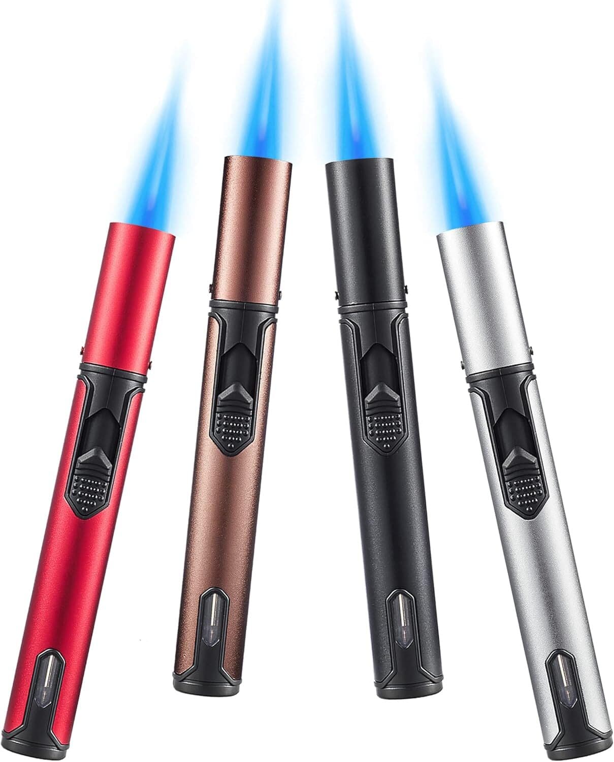 4 Pack Butane Torch Lighters 6-inch Refillable Pen Lighter Jet Flame Lighter