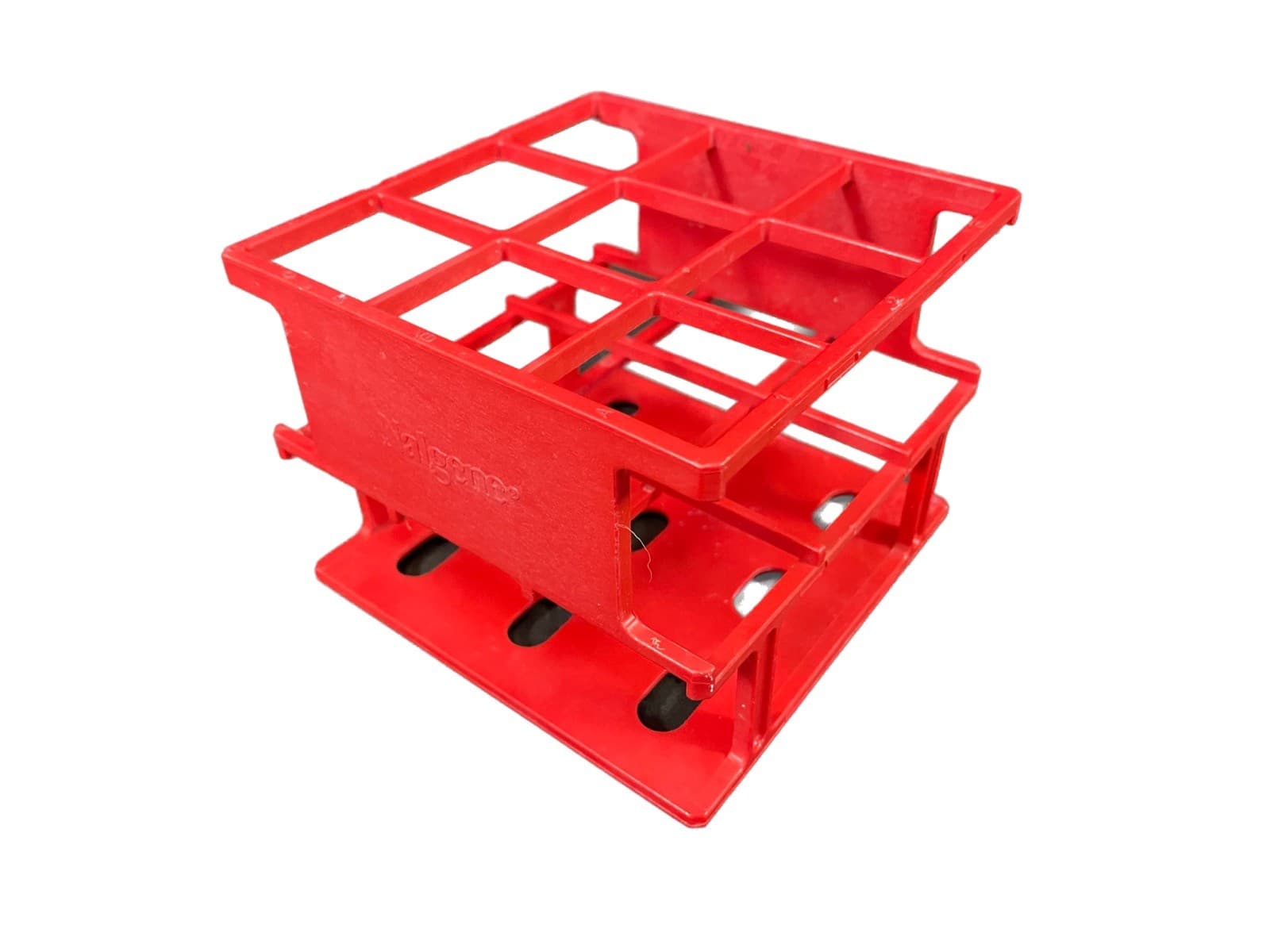 NALGENE Unwire Polypropylene 3x3 Red 9-Position 30mm Test Tube Half-Rack Holder