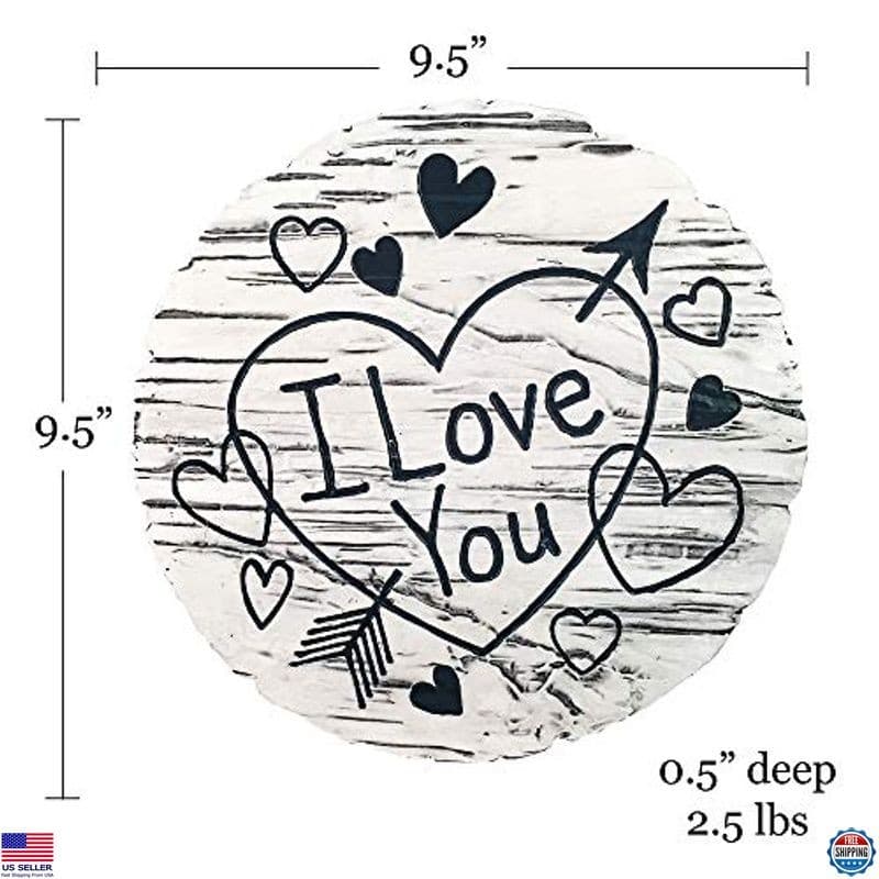 Spoontiques I Love You Garden Stepping Stone - Charming Outdoor Decorative Stone 6
