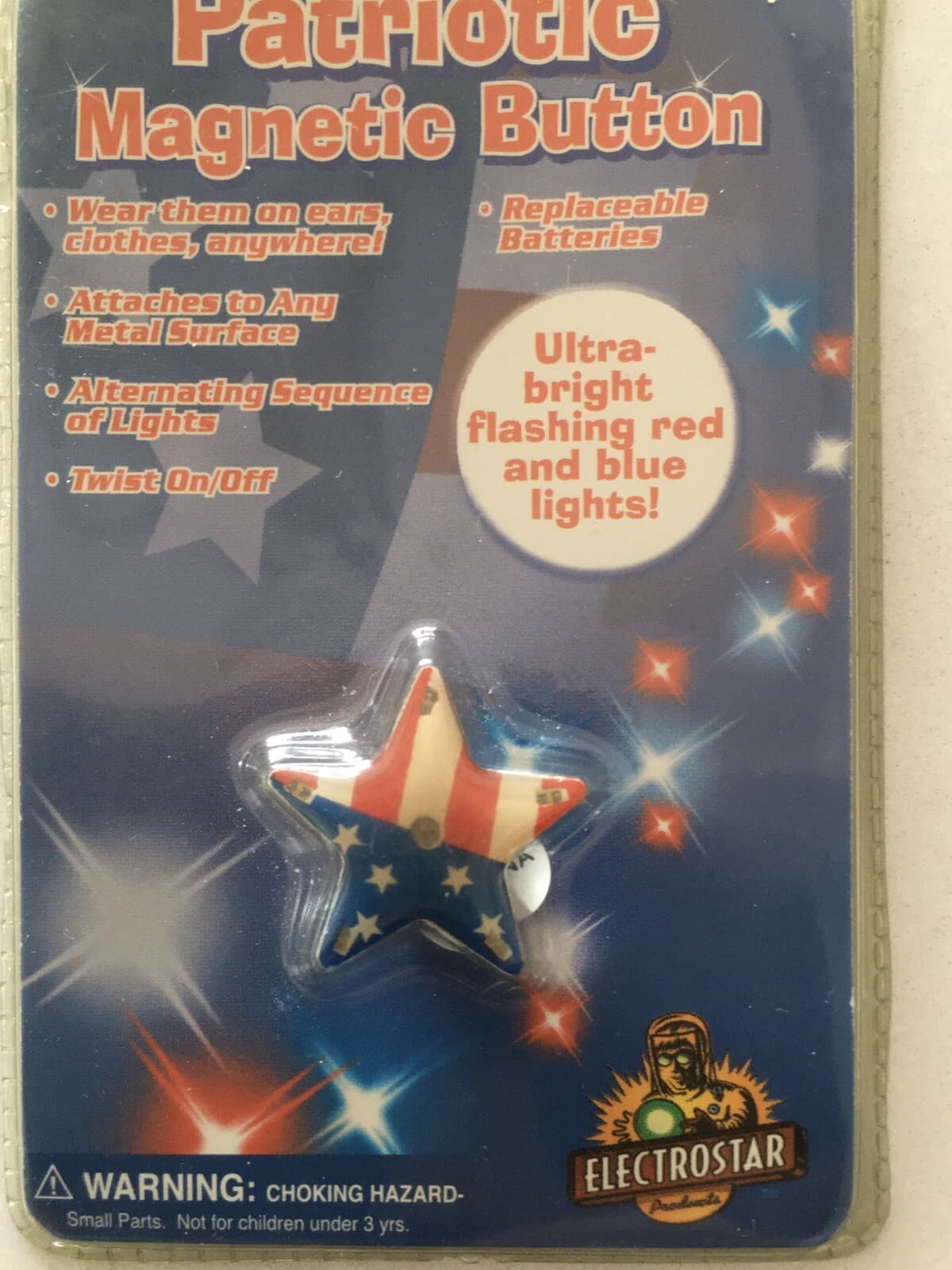 Patriotic Magnetic Button, Ultra Bright Flashing Light  2