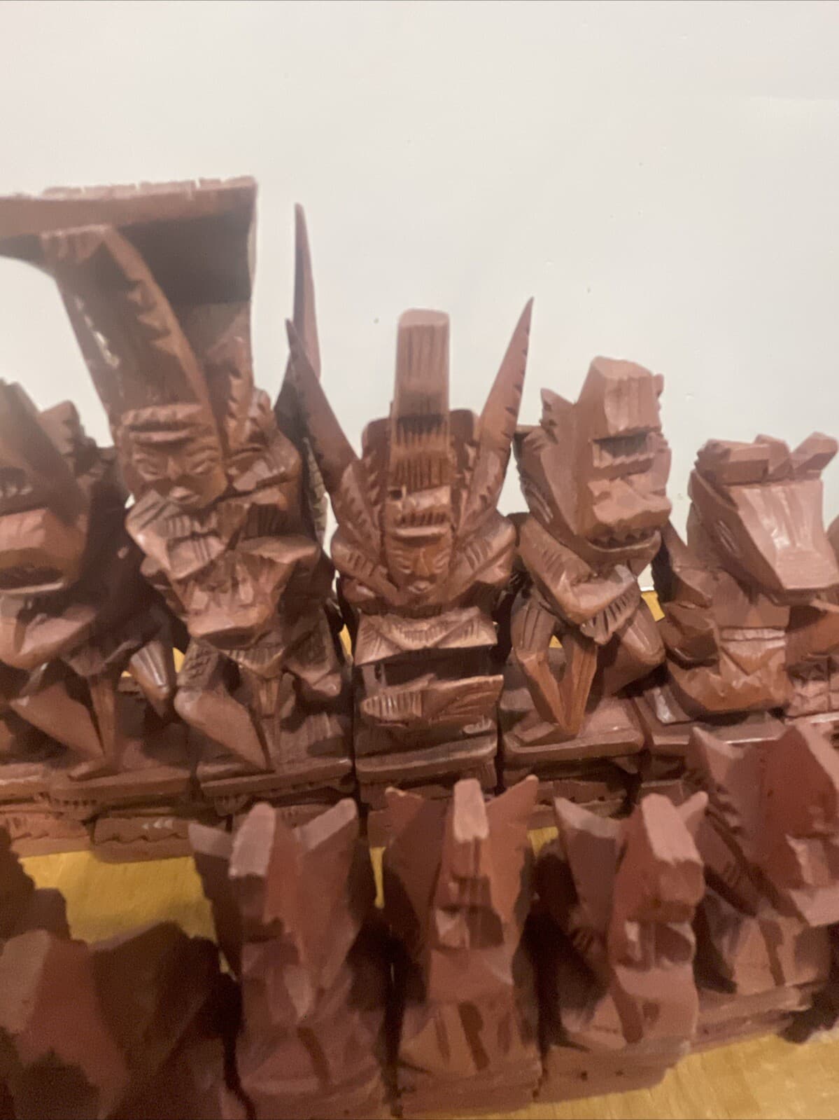 Rare Handcarved Ramayana Garland Chess Set Hindu Bali 3