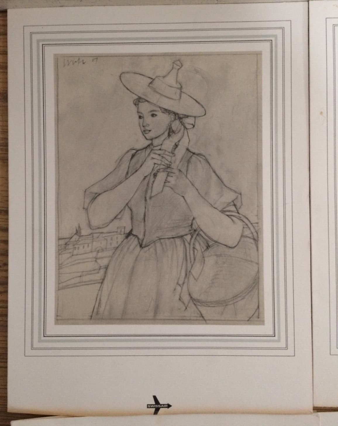 4  Vintage 1971 Swissair Airline Dinner Lunch Menus / Postcard Artwork Women 5