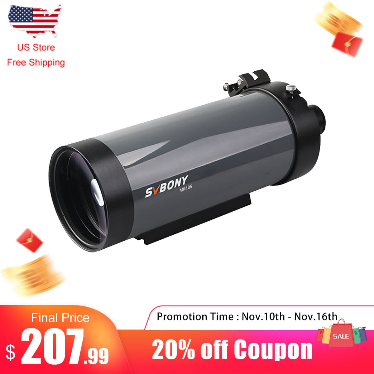 SVBONY MK105 Maksutov-Cassegrain Astronomical Telescope OTA 1365/105mm