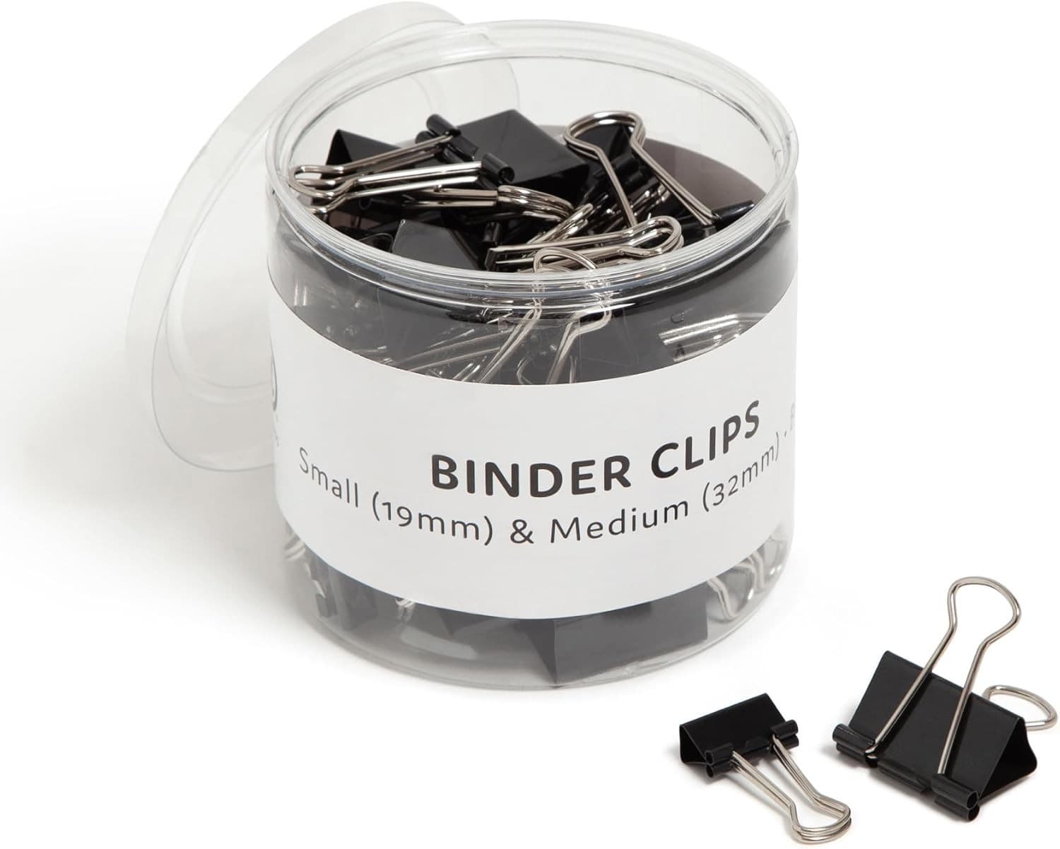 Binder Clips Assorted Sizes Small and Medium Black Silver Steel 80 Count