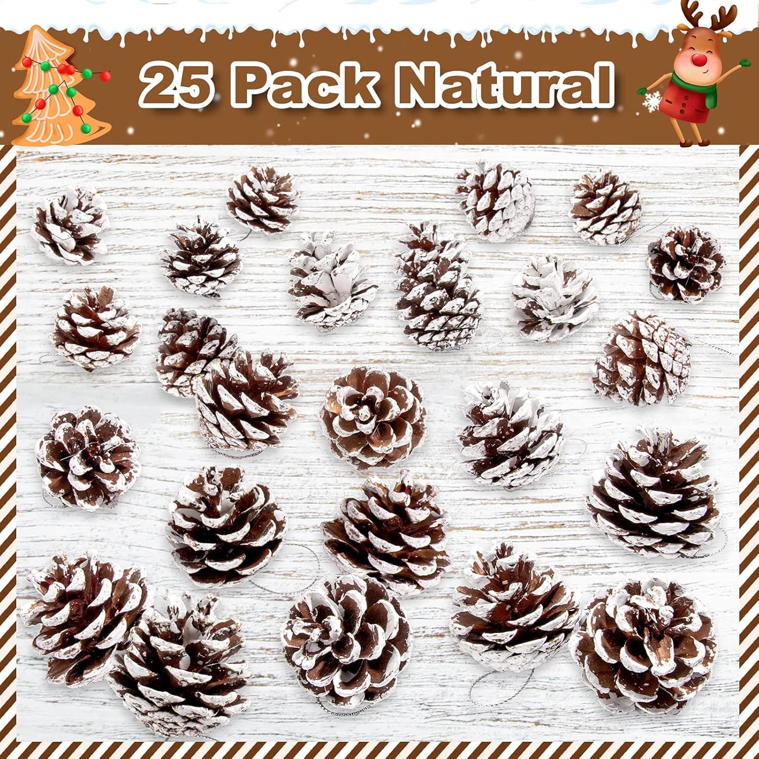 25 Natural Pine Cones with String for Holiday Decorations - 1.6-2 Inch, 25 Pcs 3