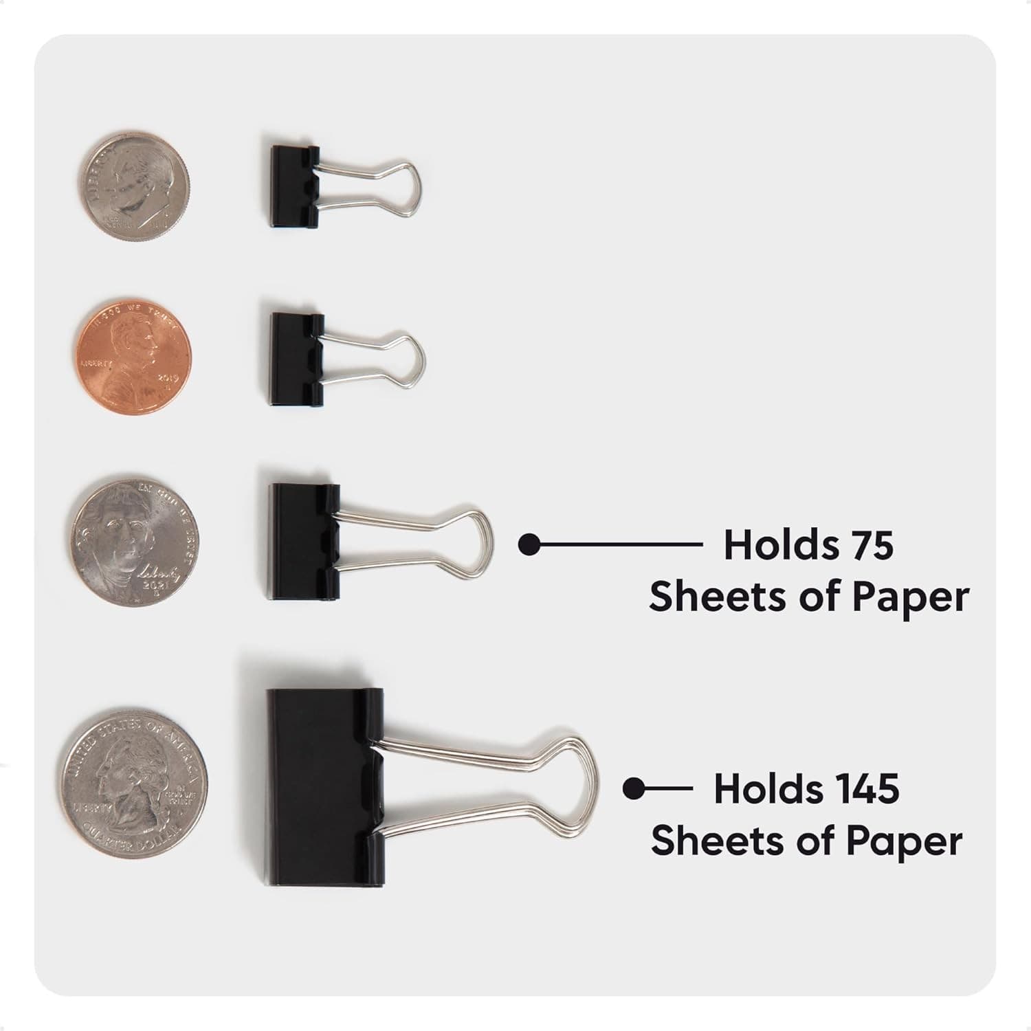 Binder Clips Assorted Sizes Small and Medium Black Silver Steel 80 Count 5