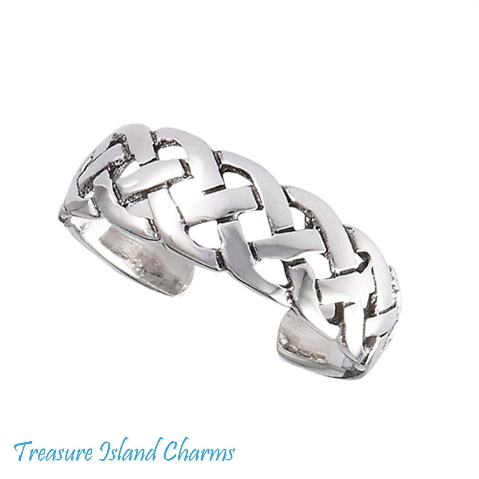 Celtic Weave Braid Twist 925 Solid Sterling Silver Adjustable Toe or Pinkie Ring