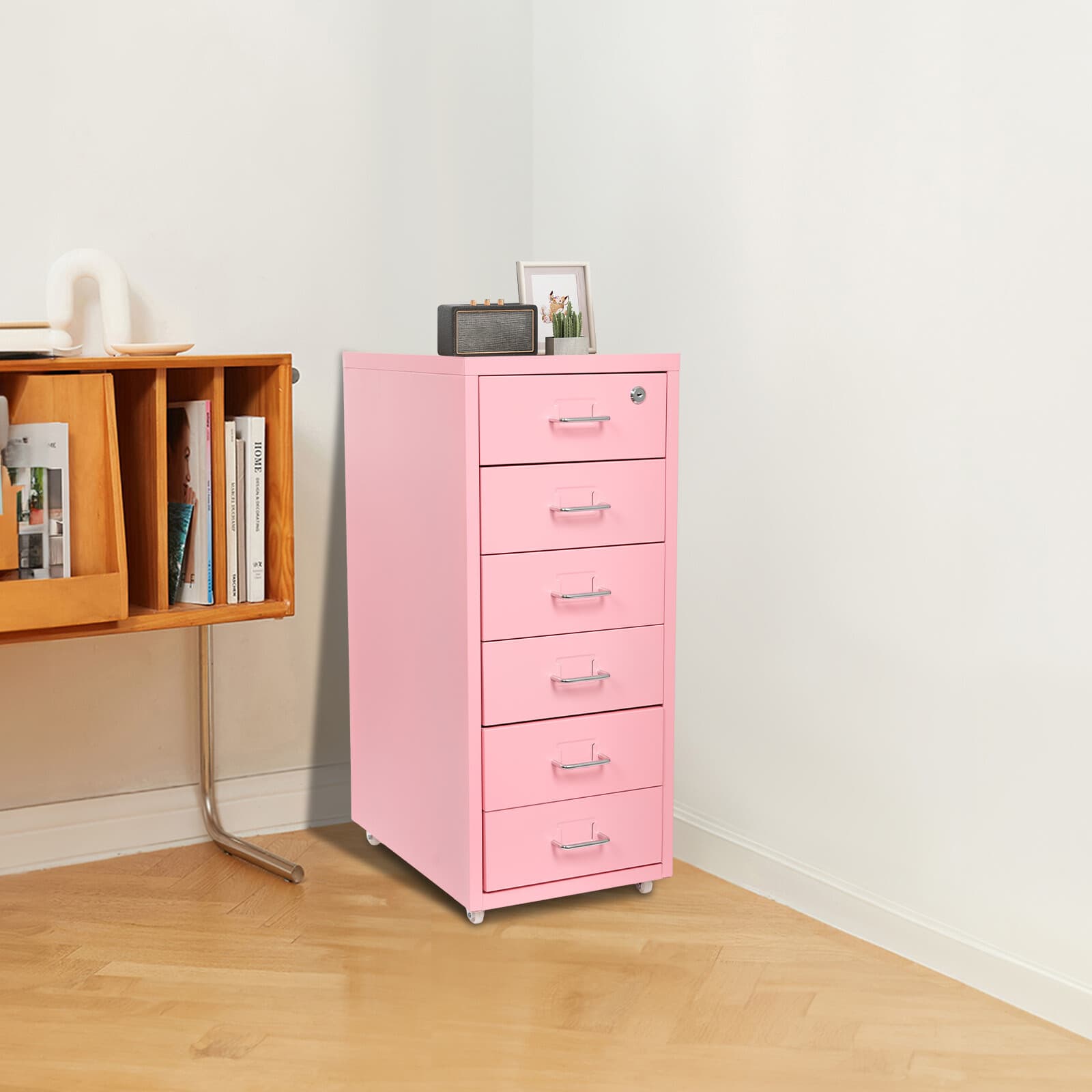 6-layer Vertical File Cabinet, Metal File Cabinet with Lock, Filing Cabinet