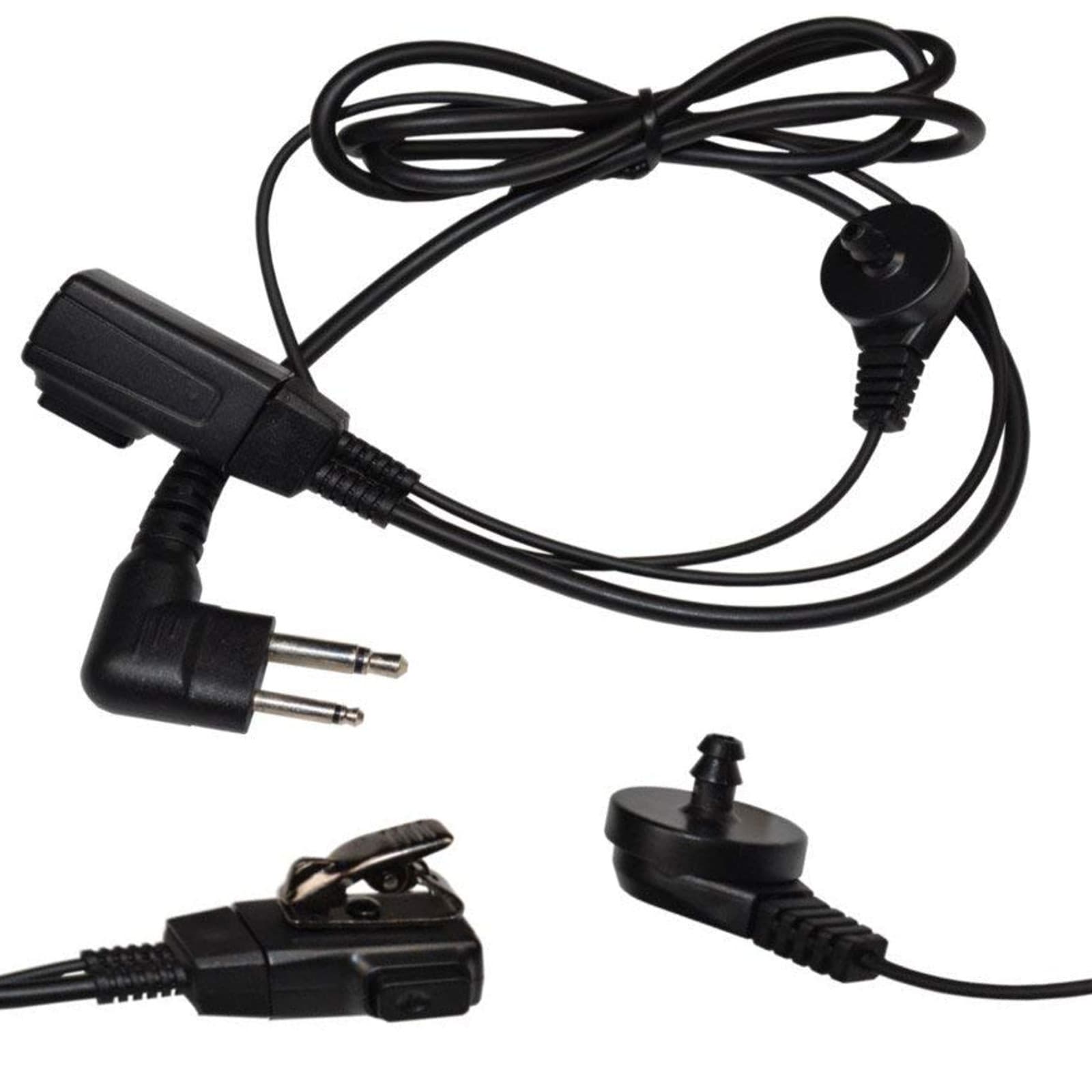 2-Pack HQRP 2Pin Hands Free Earpiece + PTT Microphone for Motorola Radio Devices 2