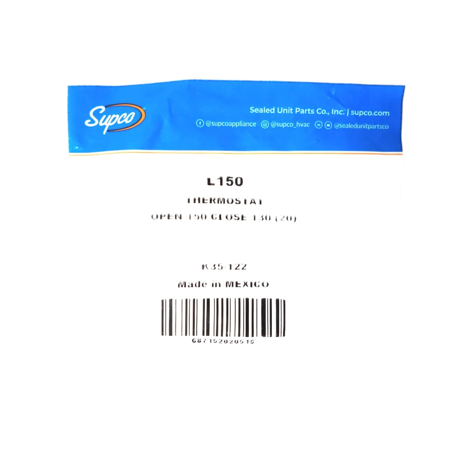 Supco L150-20 Heater Limit Thermostat Thermodisc Open On Rise 4