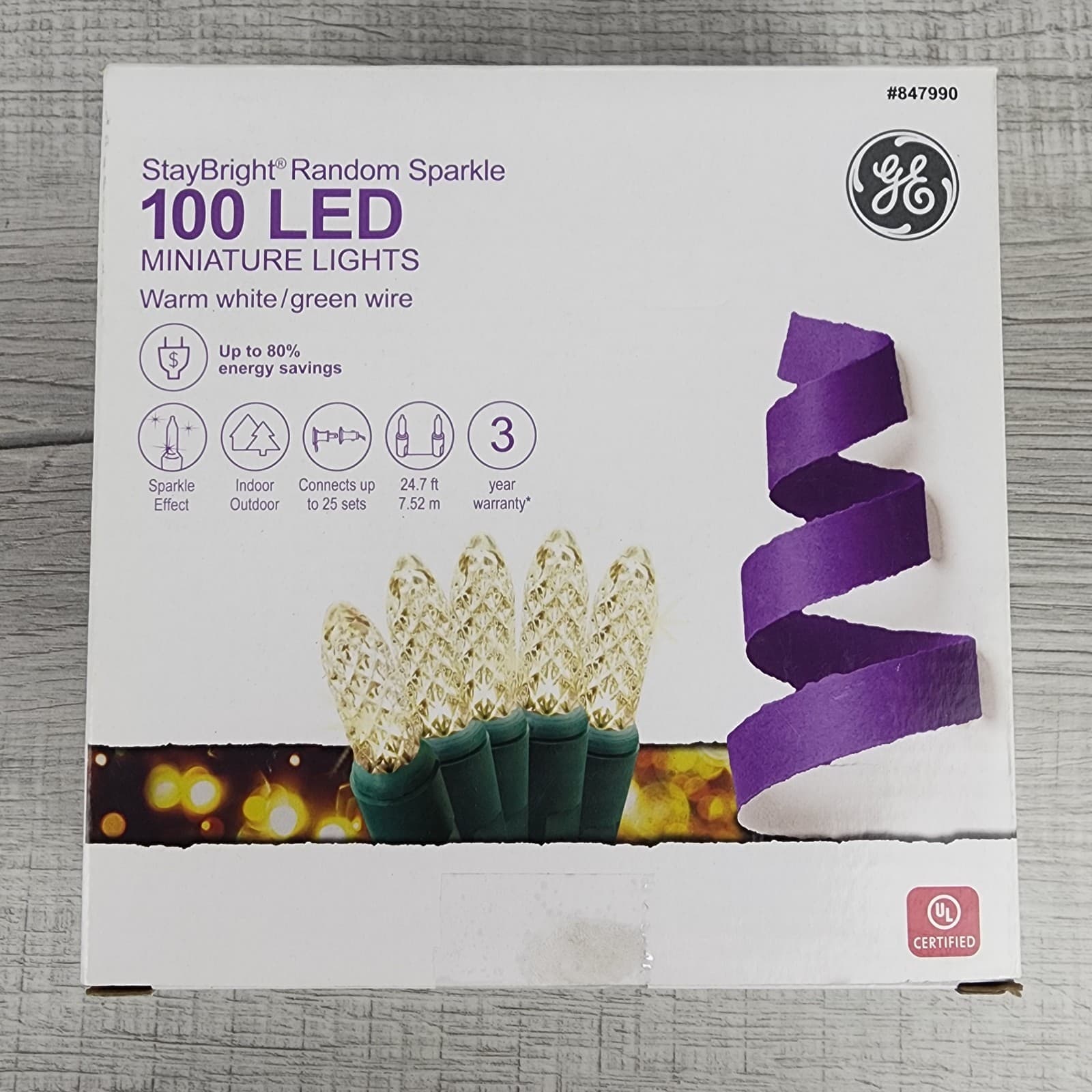 GE StayBright Random Sparkle 100 Ct LED Miniature Lights - NEW - Warm White