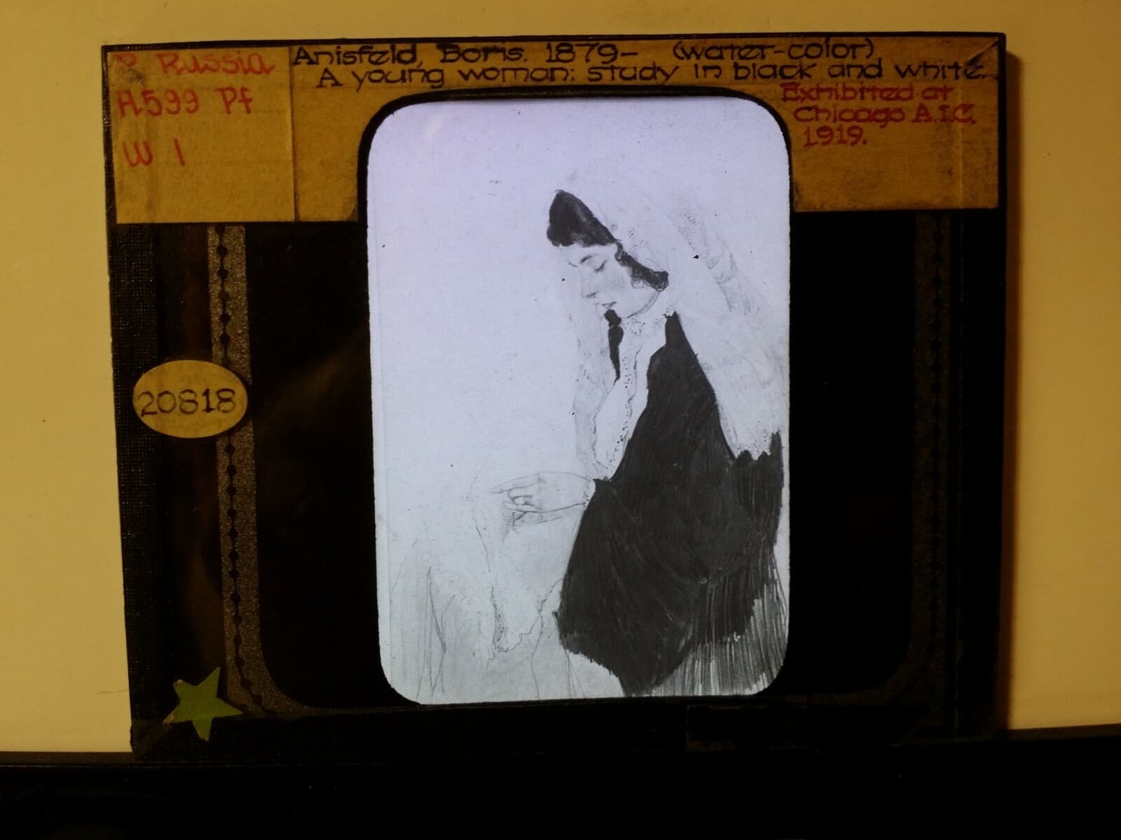 A Young Woman, Study, Boris Israelevich Anisfeld, Magic Lantern Glass Slide 2