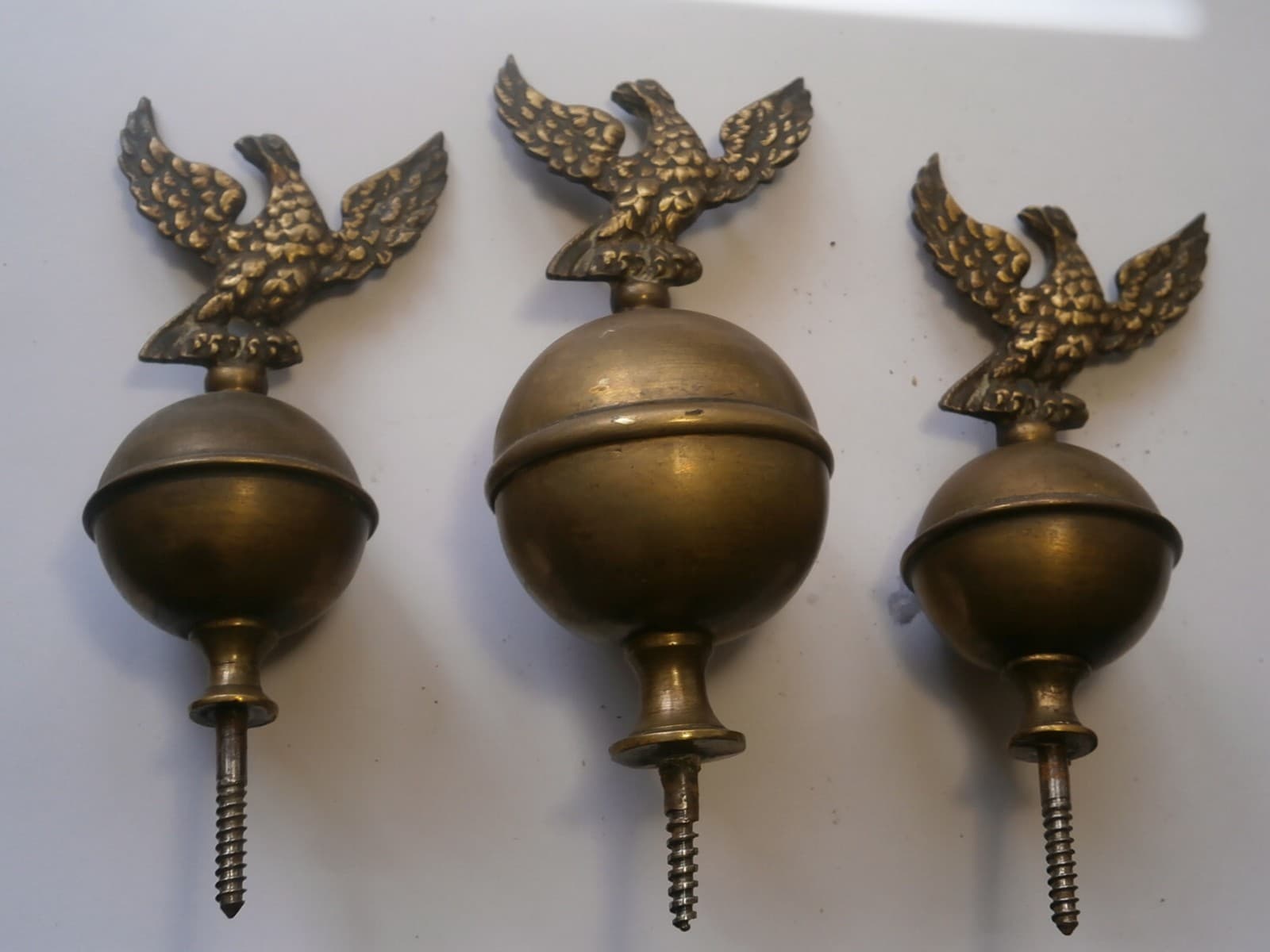 3 antique longcase grandfather clock finials 