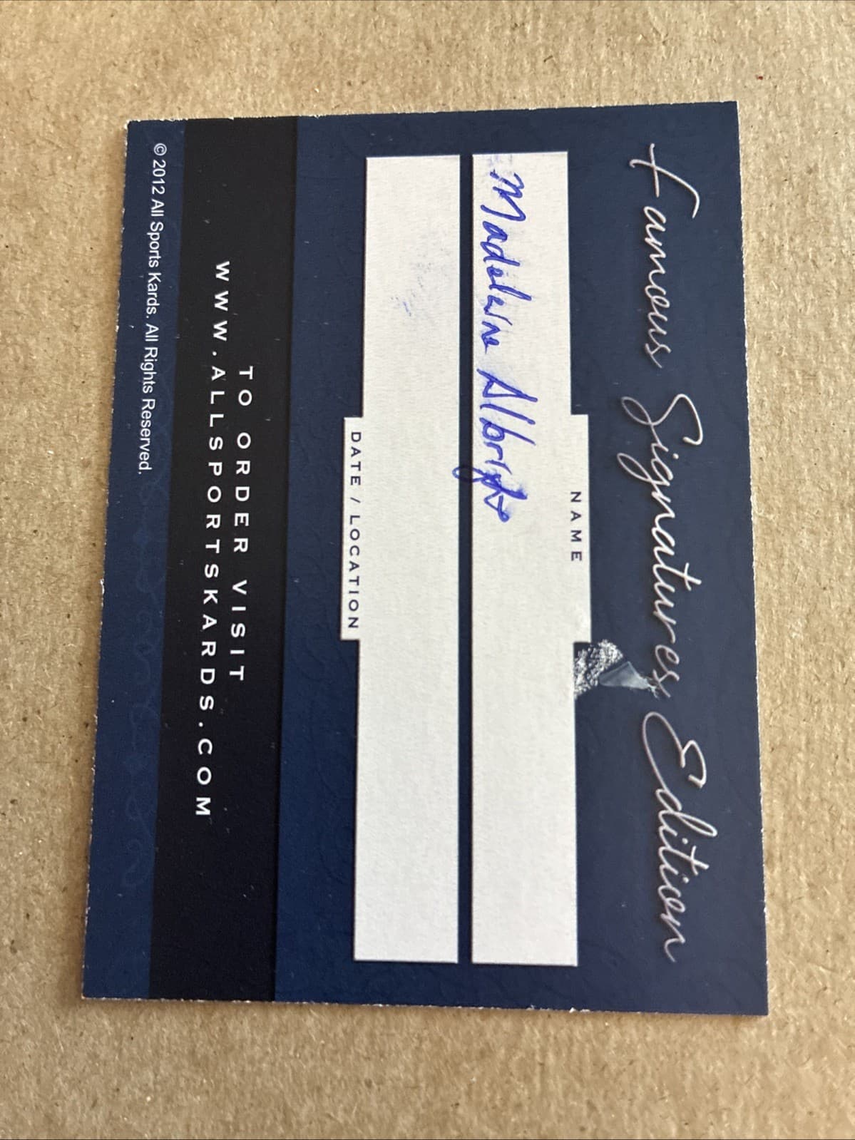 MADELEINE ALBRIGHT Signed Famous Signatures Card Secretary of State - Authentic 2