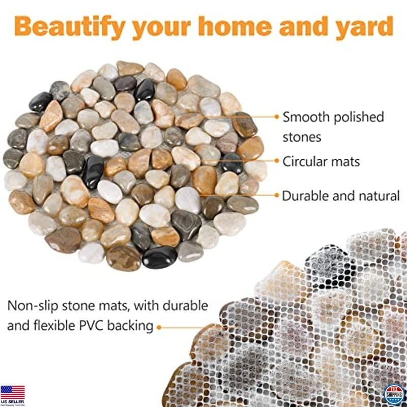 River Rock Stepping Stones Outdoor for Garden Walkway, 12 inch Diameter 3 Pcs 4