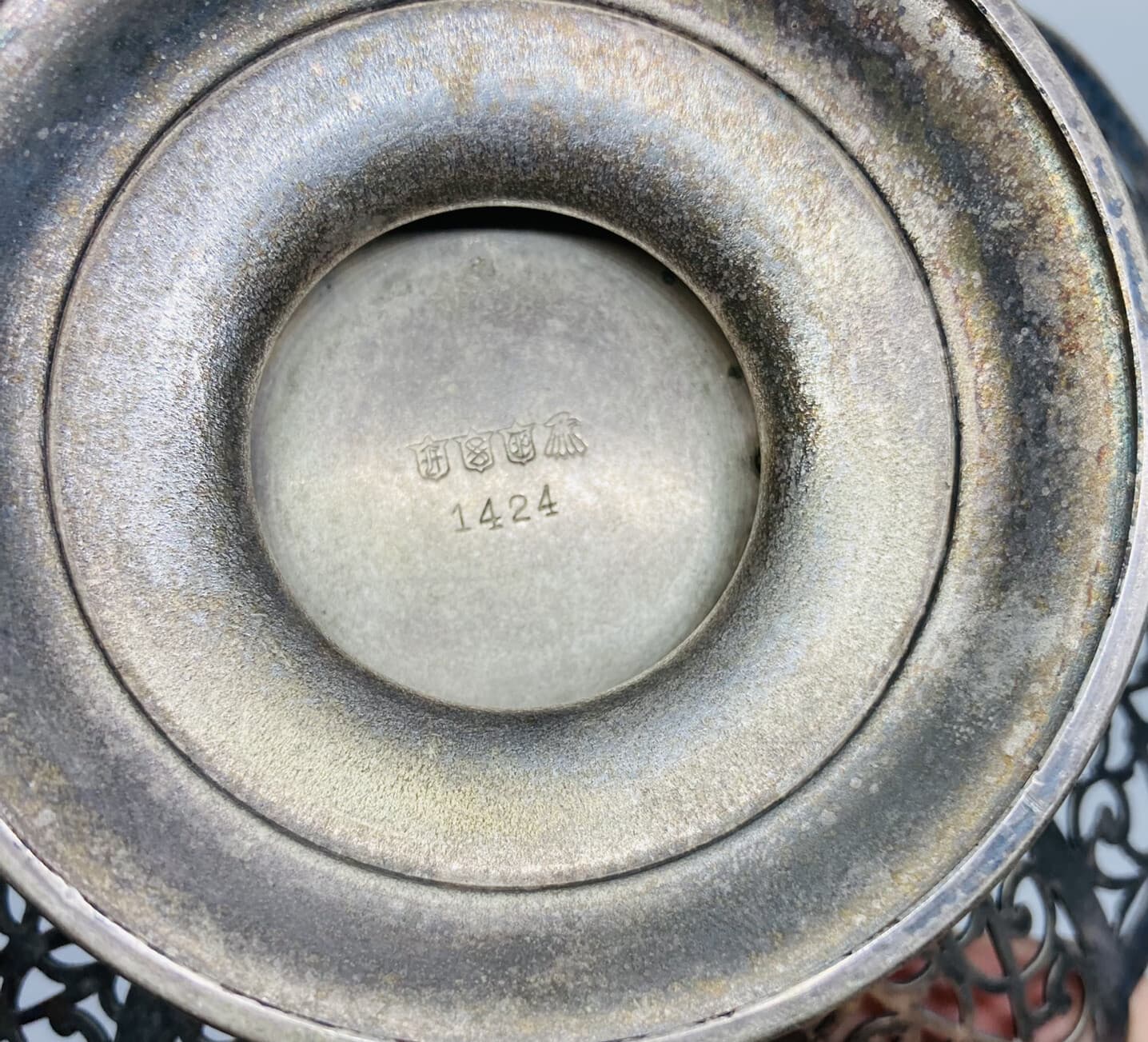 Antique International Silver 1424 Trinket Bowl Ornate “Love Lace” Design X1 6