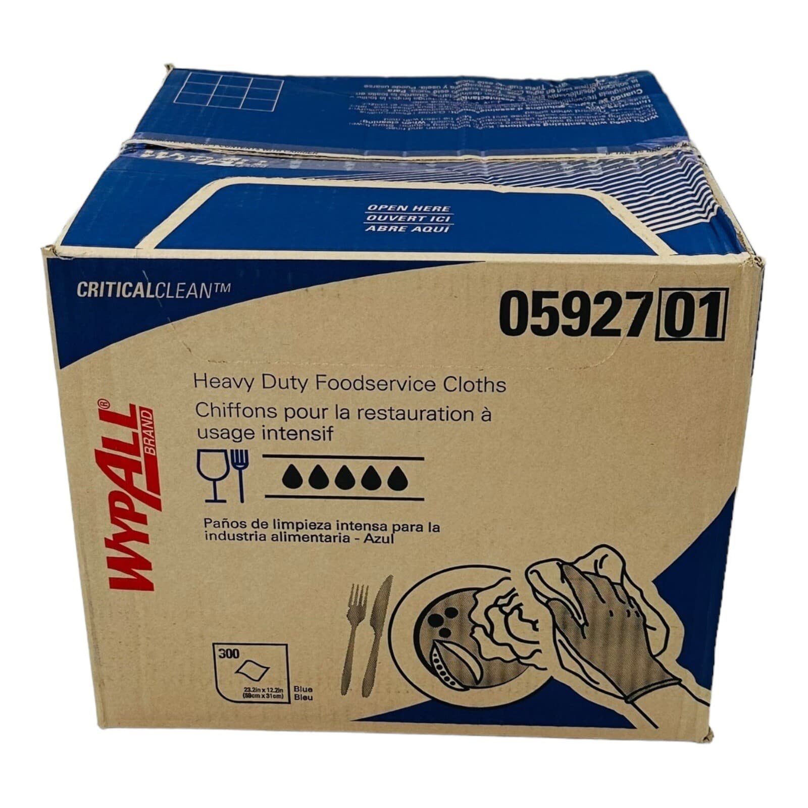 300 Cloths Wypall Critical Clean Foodservice Cloths 23.2" x 12.2" Exp.11/2028 5