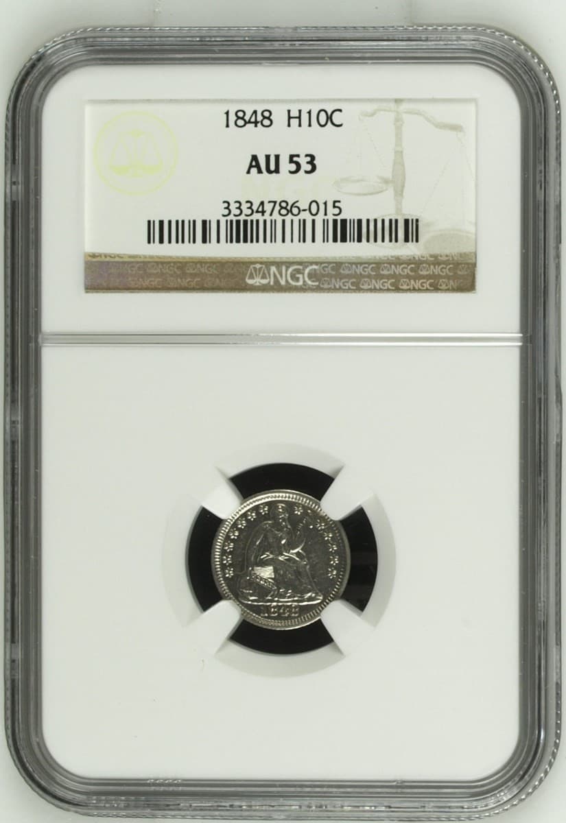 1848 H10c Seated Liberty Half Dime,   NGC AU 53