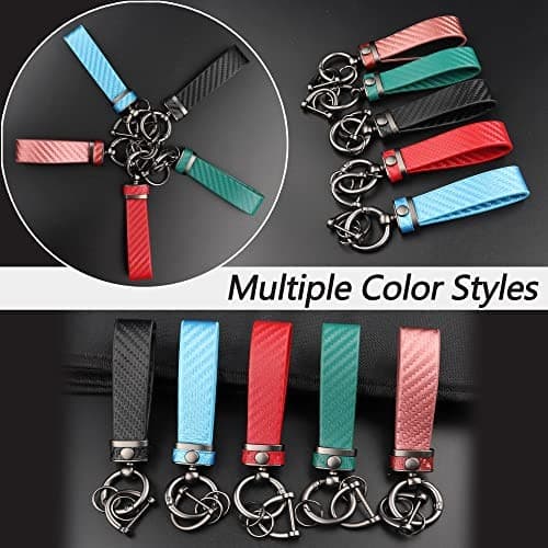 Turcee Leather Car Keychain - Carbon Fiber Interior Key Fob with Anti Black 6