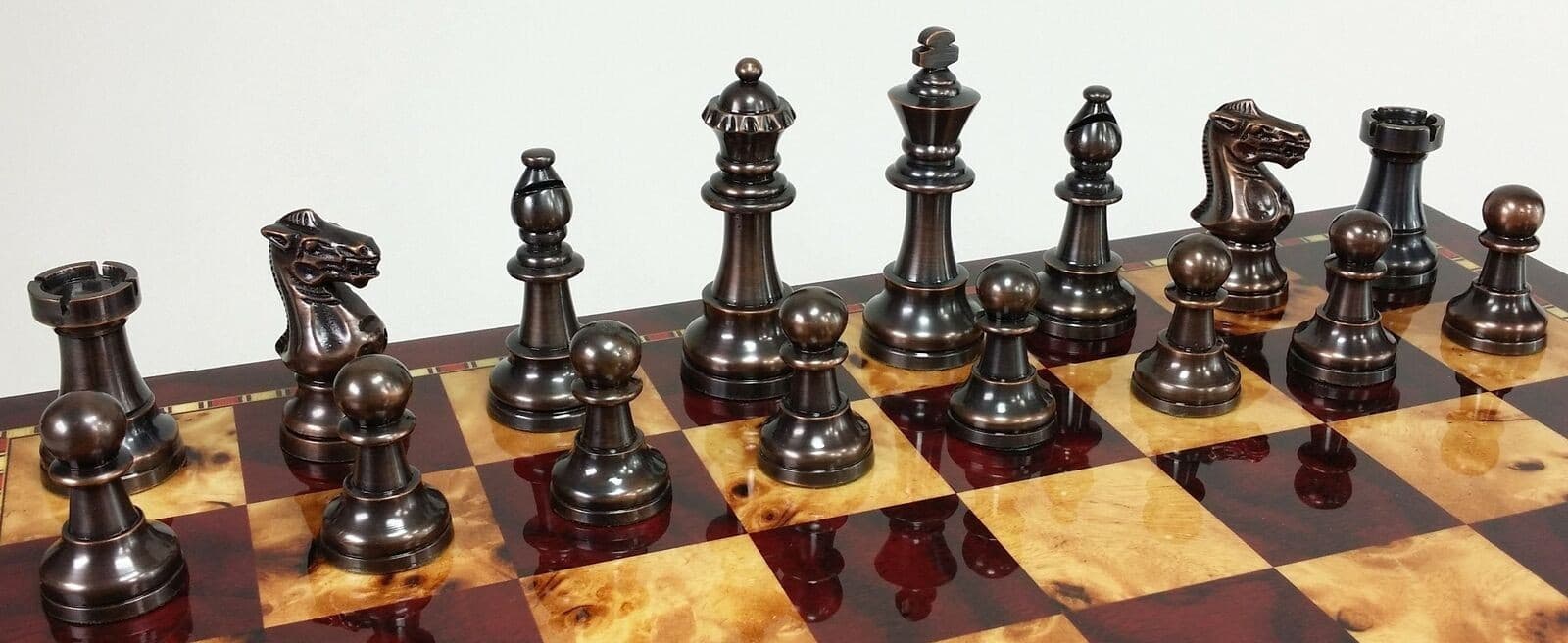 Brass Metal Antique Bronze And Brushed Gold Staunton French Chess Men Set NO BRD 2