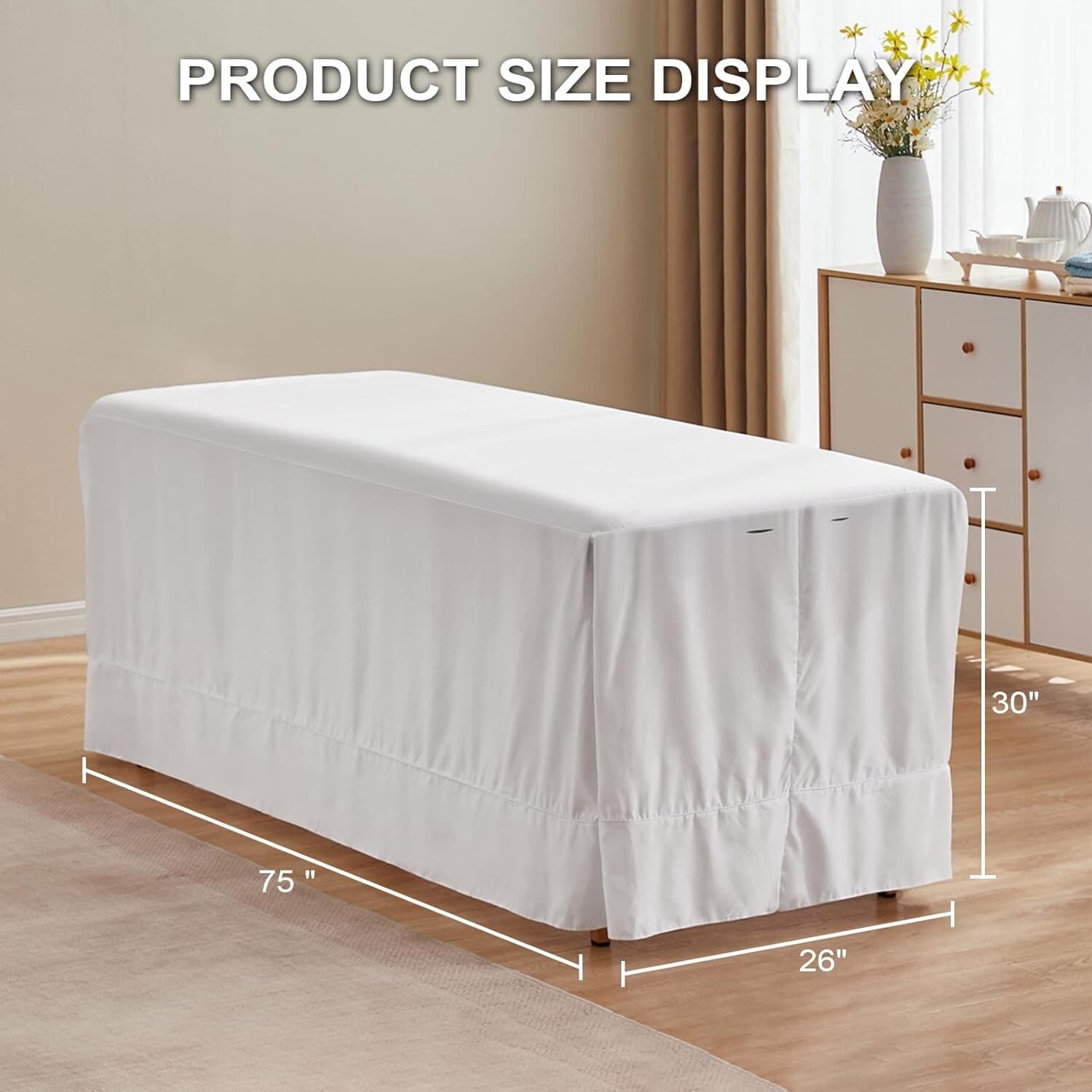AMZDOTD Microfiber Massage Table Skirt Fits all standard size stationary and por 2