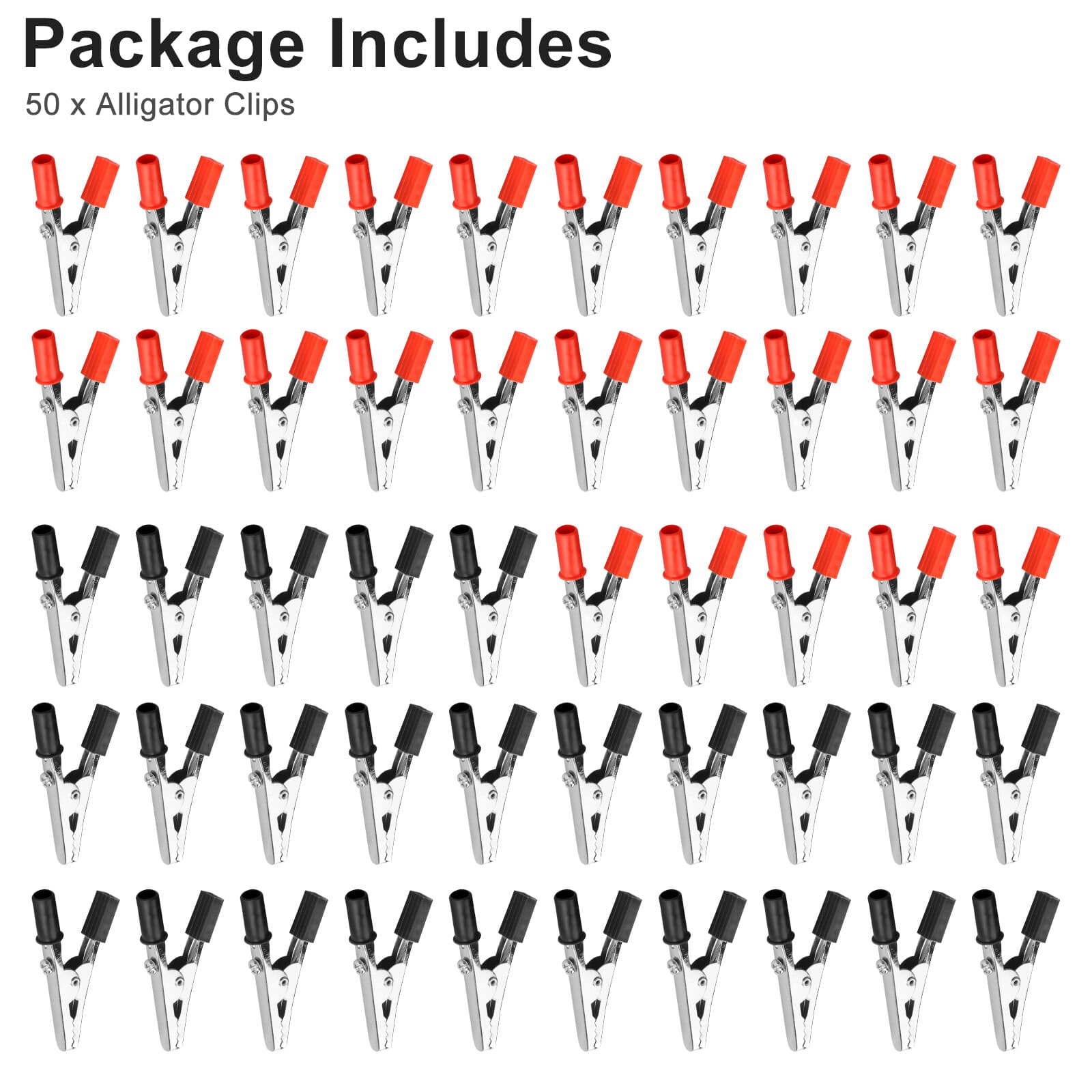 50 pcs Metal Alligator Clips Red+Black Crocodile Clamps Electrical Test Tool Set 6