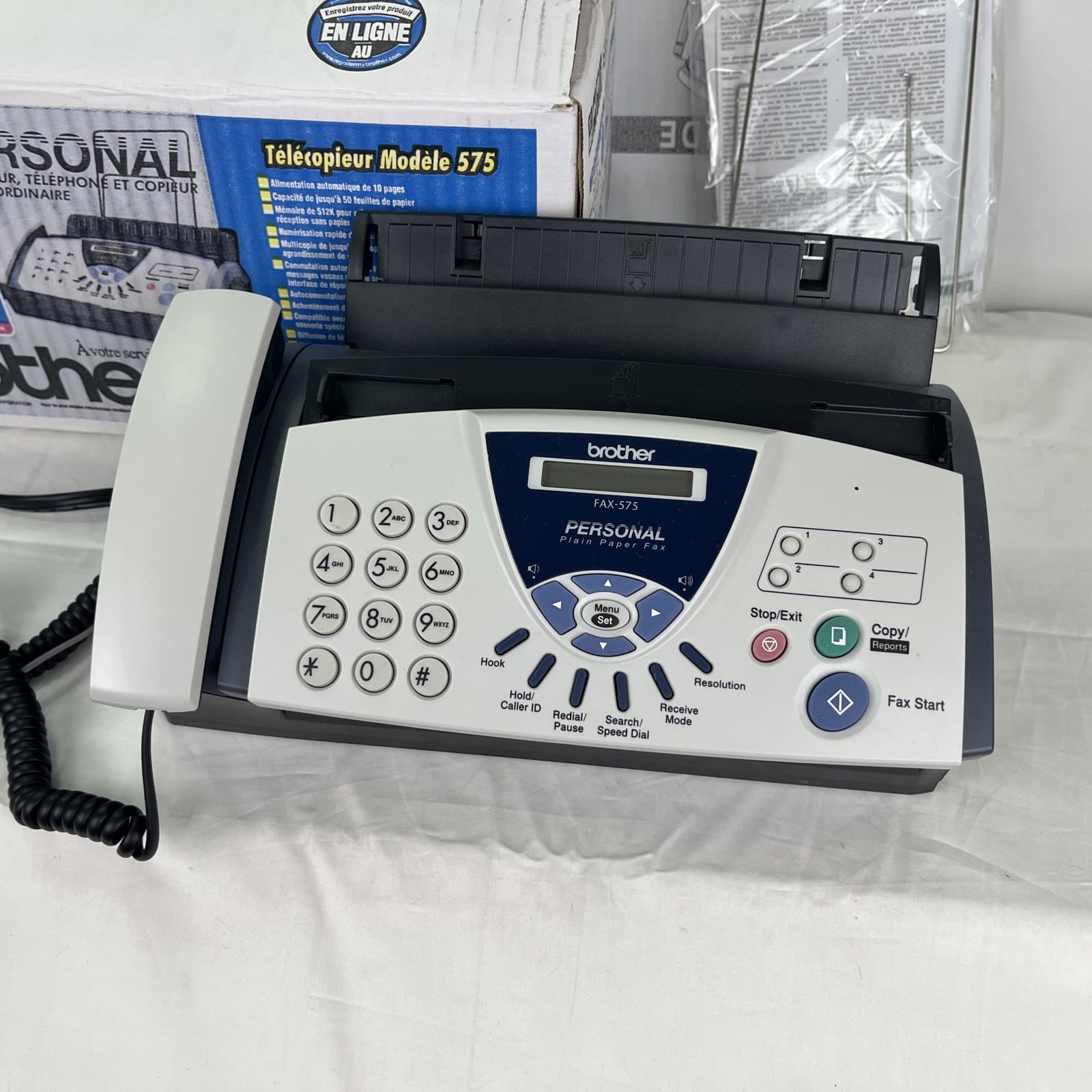 Brother FAX-575 Personal Fax Machine and Copier Vintage W/Original Box Tested 3