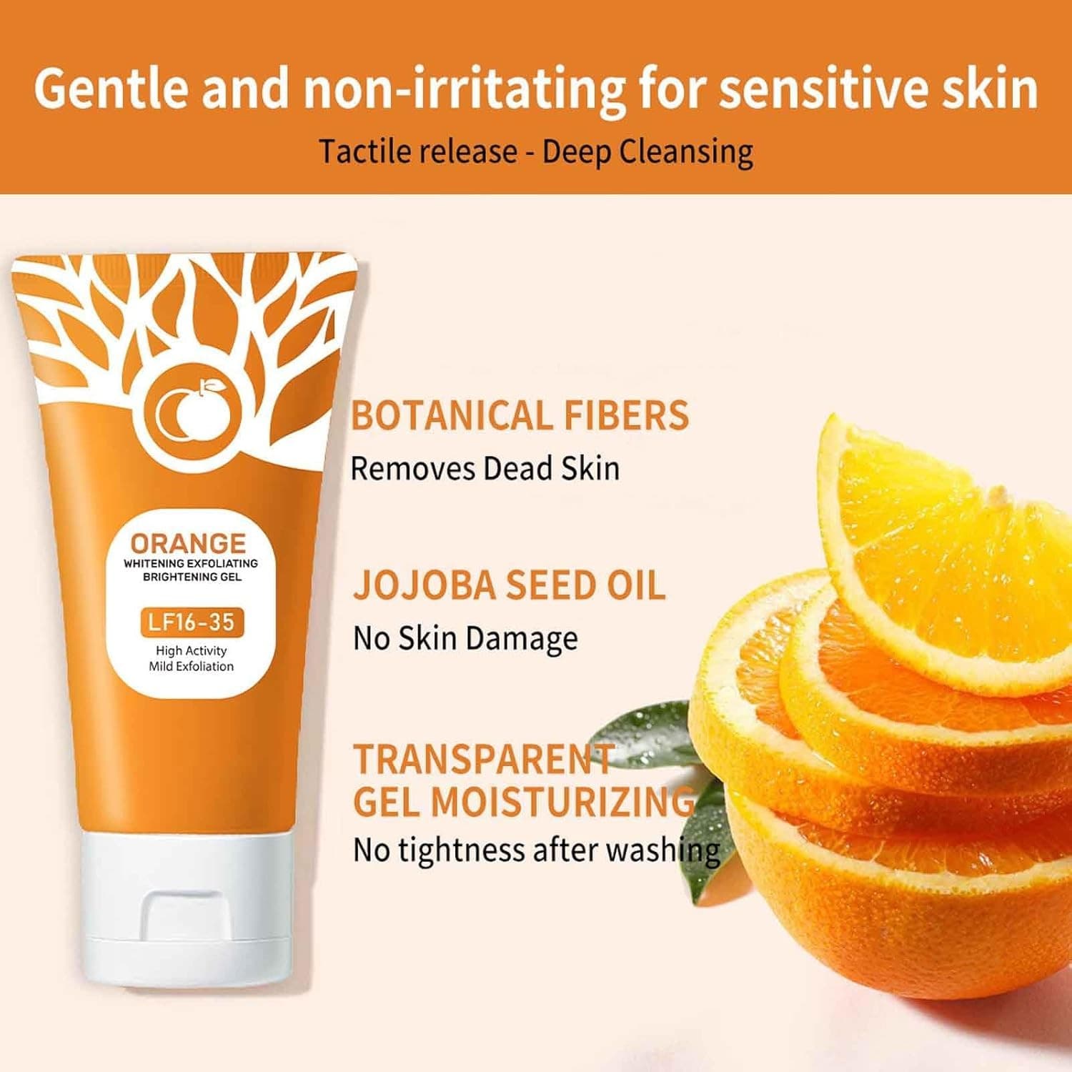 Orange Enzymes Exfoliating Gel, Organic Face and Body Exfoliating Scrub Gel, 5