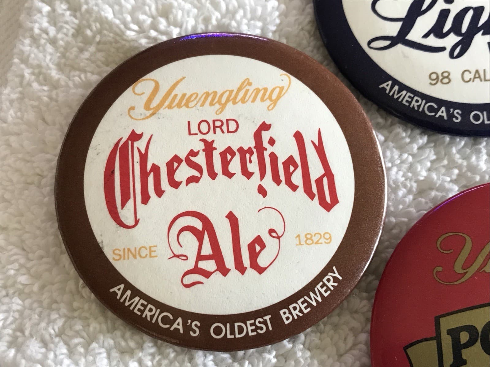 7 YUENGLING BEER DIFFERENT PINBACK BUTTONS, POTTSVILLE, PENNSYLVANIA  2