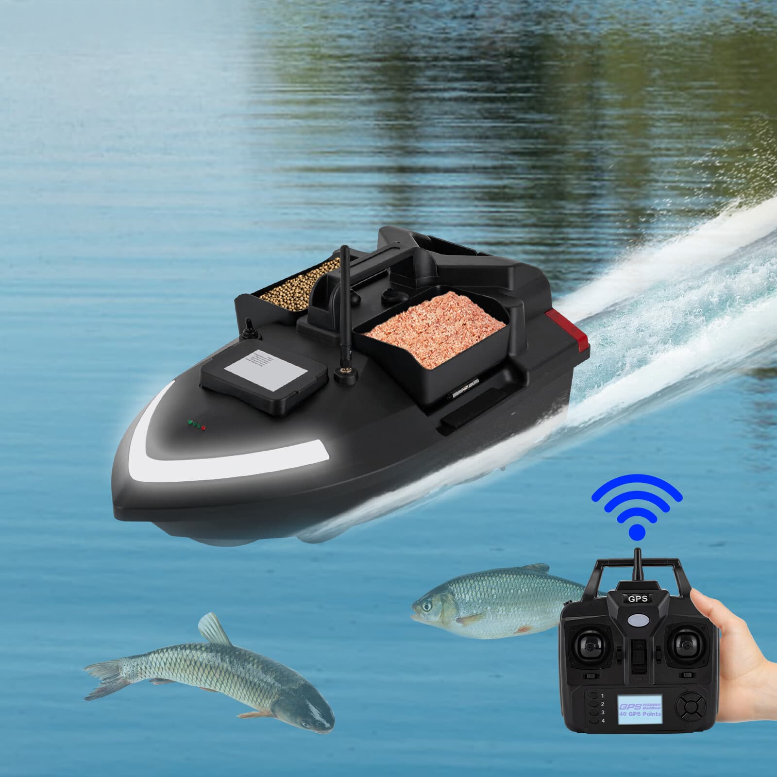 12000mAh GPS Fishing Bait Boat Fish Bait Boat & Remote Control For Fishing 4
