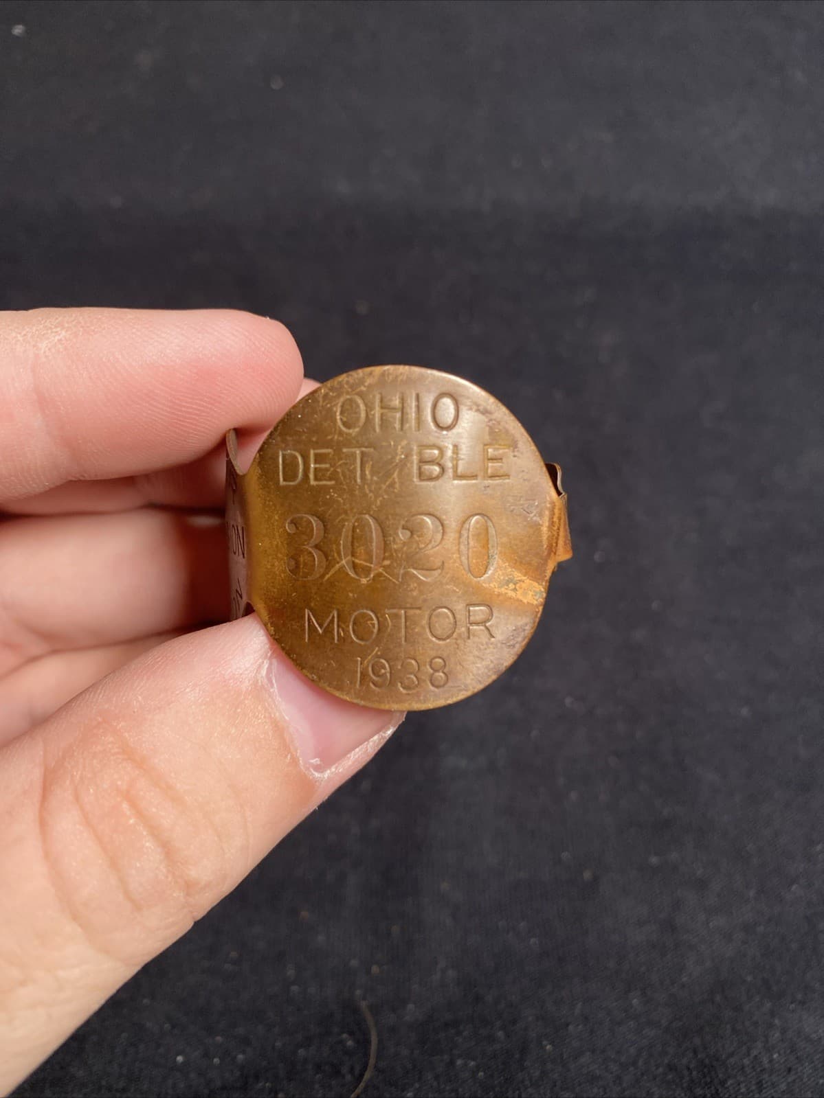 Vintage Rare Ohio Conservation Motor Tag 1938 Outboard Copper