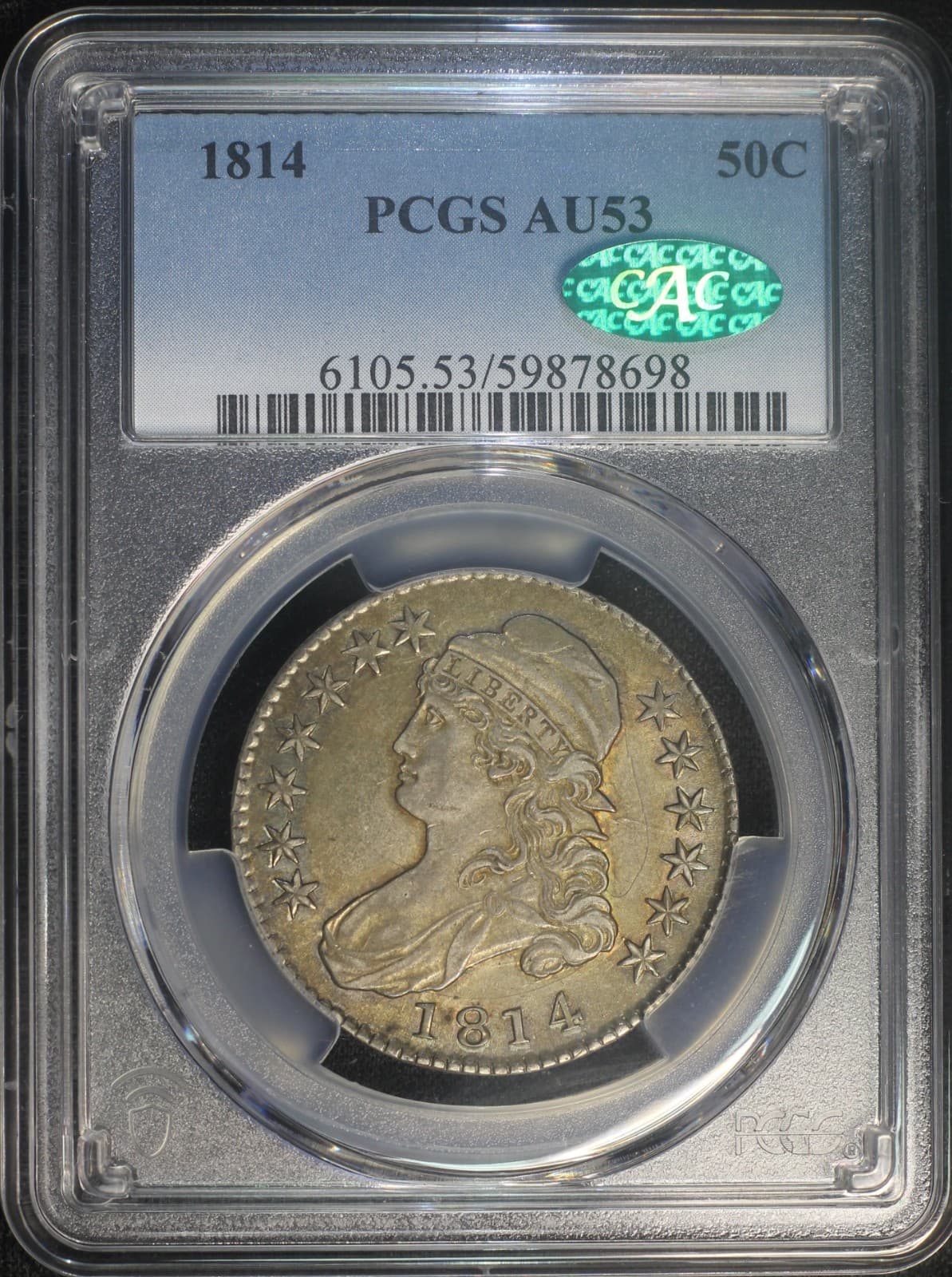 1814 Capped Bust Silver Half Dollar PCGS AU53 CAC Approved Almost Uncirculated