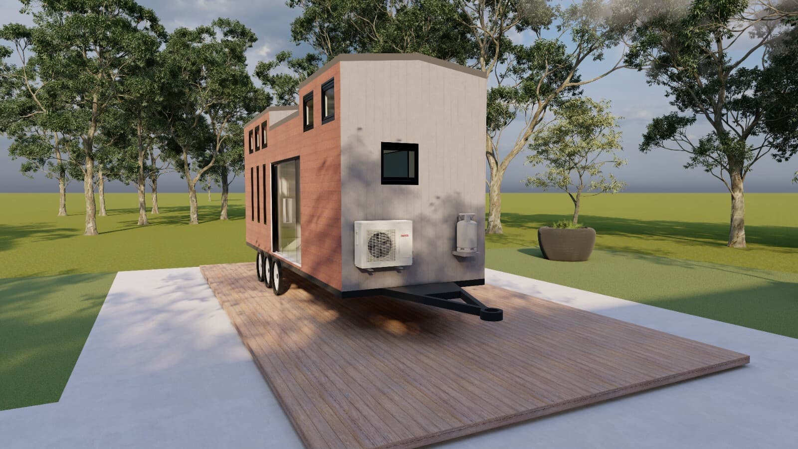 Tiny Mobile Home Building Plans - 26'x8' with 207sqft Living Space and Mezzanine