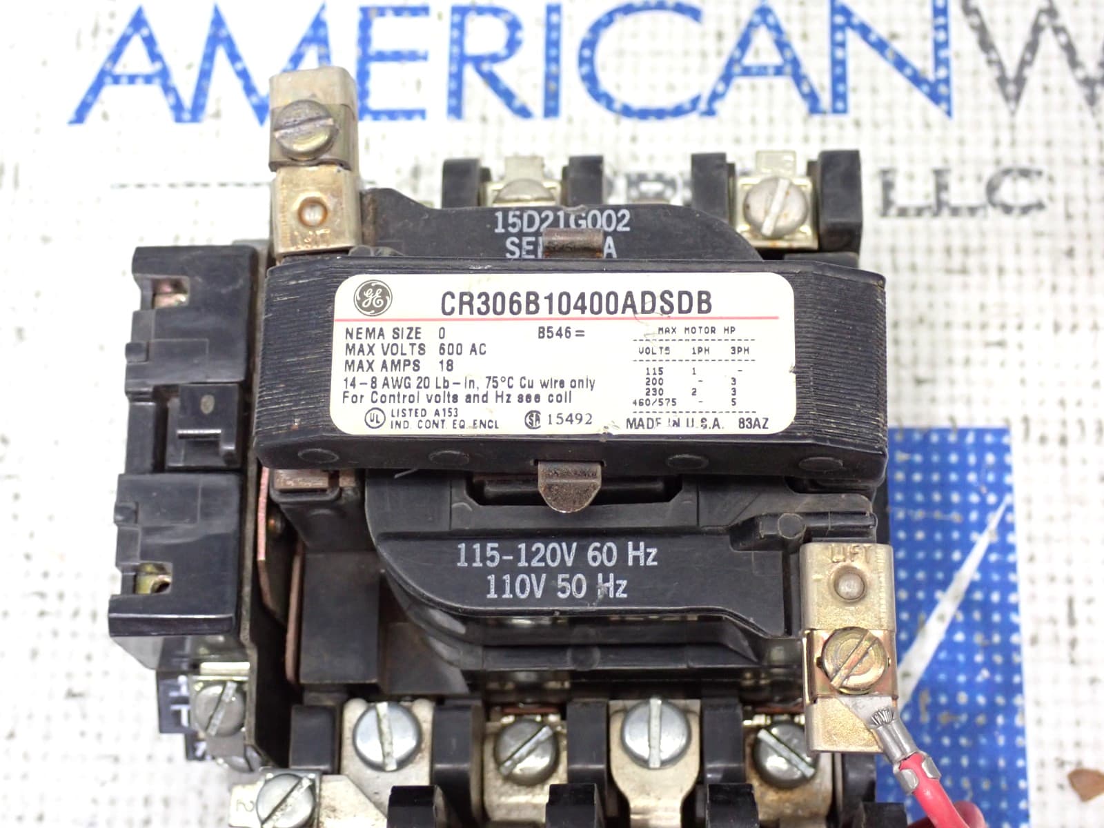 GE CR306B10400ADSDB Size 0 Starter 18 Amp 600 Volt Contactor 120 Volt Coil ST127 3