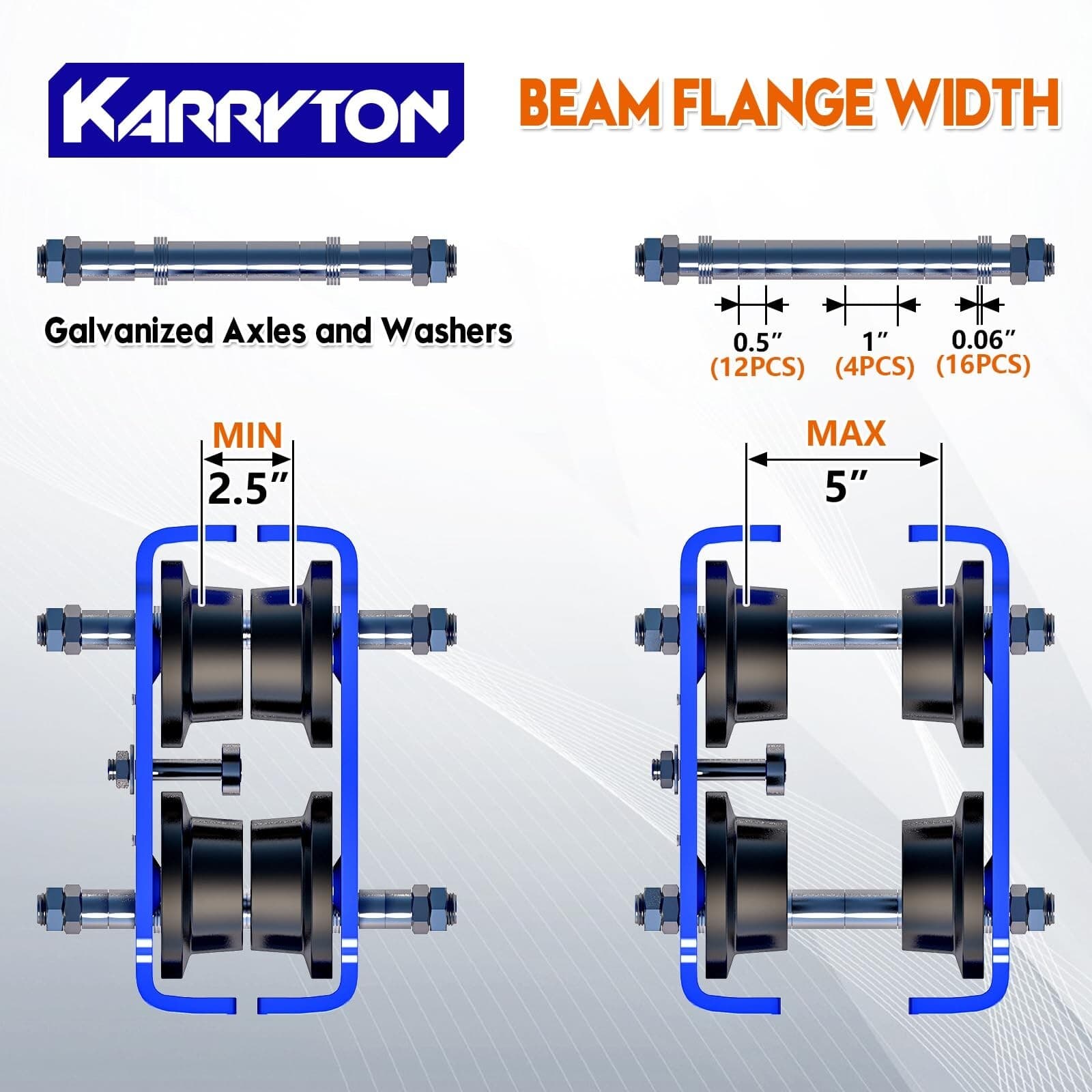 1Ton/2200LBS I-Beam Manual Trolley for Electric Hoist, Adjustable Push Trolle... 3