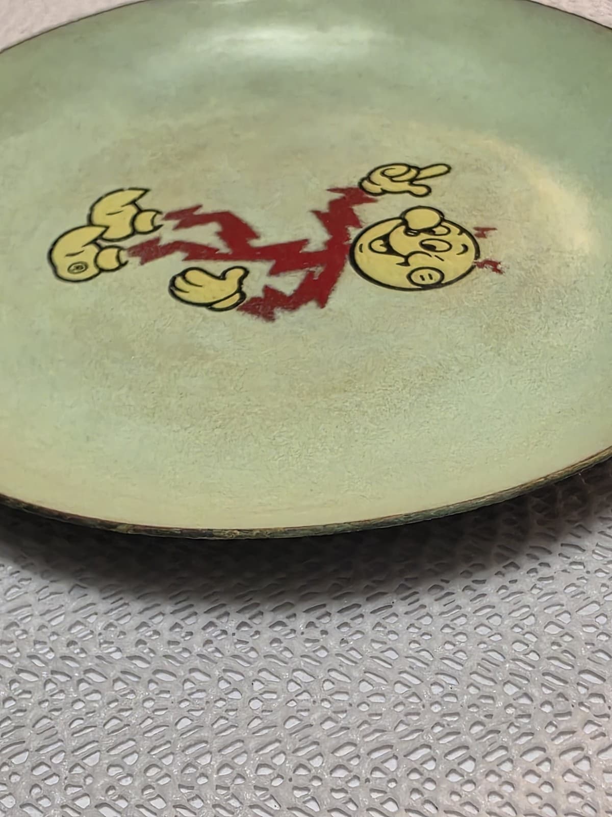 Extremely Rare REDDY KILOWATT 6"  Copper Enamel Plate. No Cracks Or Chips. 3