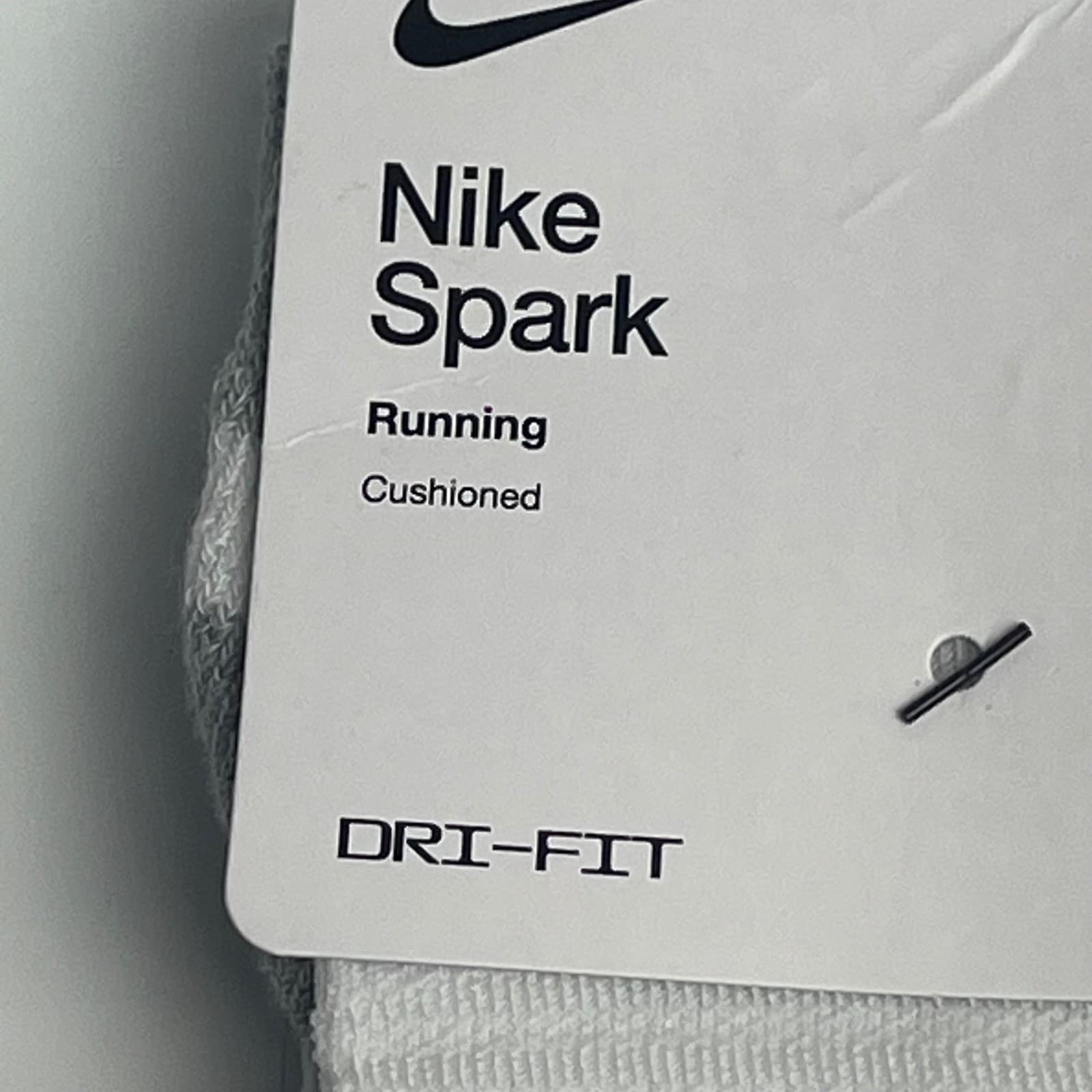 2 Nike Spark Ankle Running Socks White Gray Cushioned Dri-FIT W 9.5-11 Men 8-9.5 3
