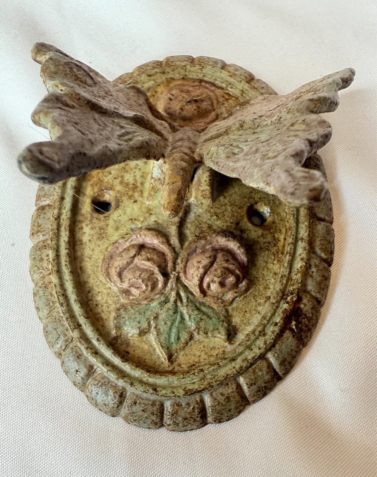 VTG RM Picard? CAST IRON SMALL BUTTERFLY DOOR KNOCKER MARKED PATENT APPLIED FOR 3