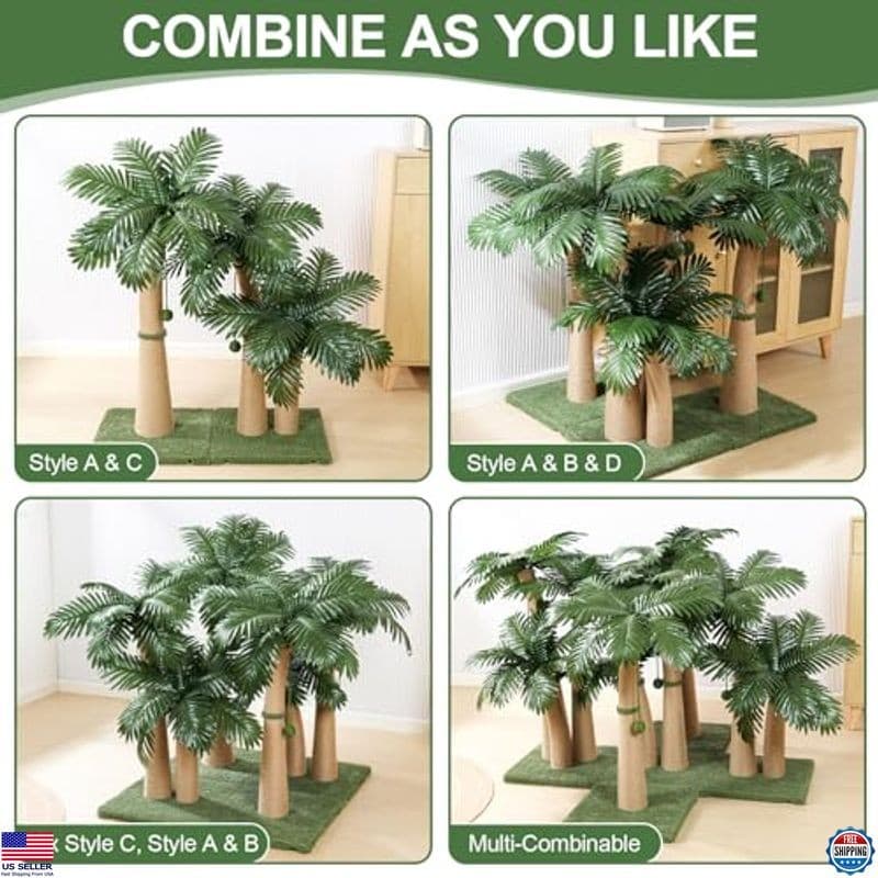 40'' Tall Cat Scratching Post Cat Tree, Curved Design Cat Scratcher Post with 3 6