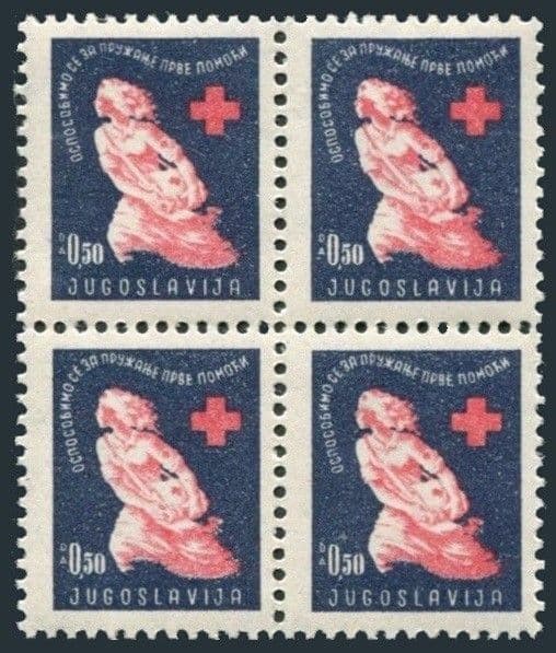 Yugoslavia RA6 block/4,MNH.Michel Zw6. Postal Tax 1948.Red Cross Nurse.