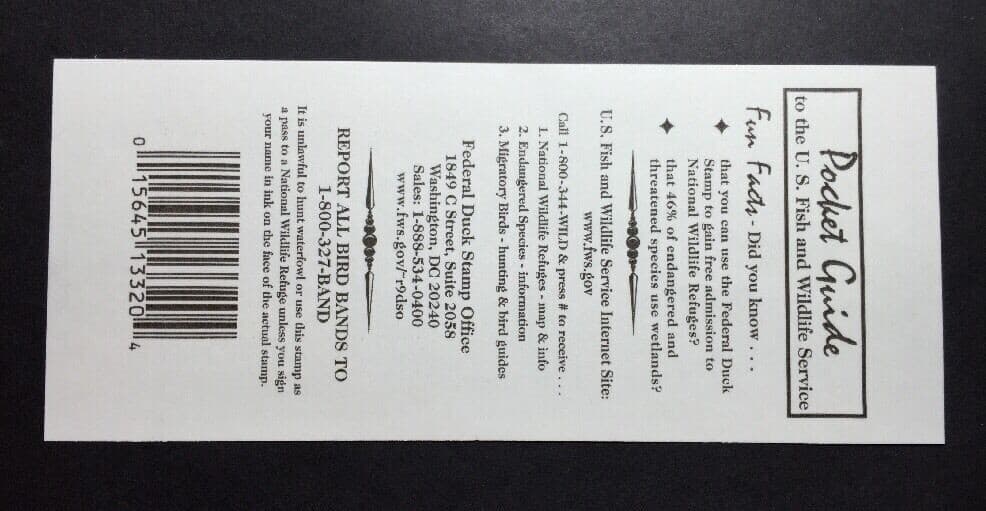 #RW65A 1998 - 1999 - US Federal Duck Stamp - Post Office FRESH 2