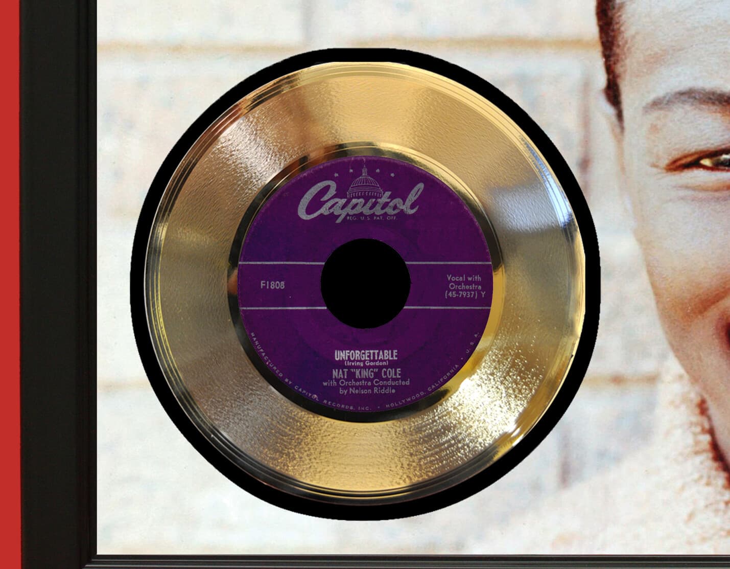 Nat King Cole Poster Art Wood Framed 45 Gold Record Display C3 2