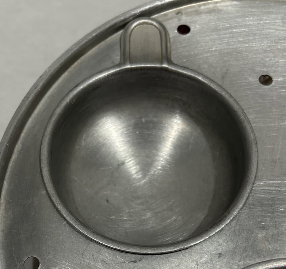 Vintage Aluminum  3 Egg Poacher Insert, 7.25” Diameter 3