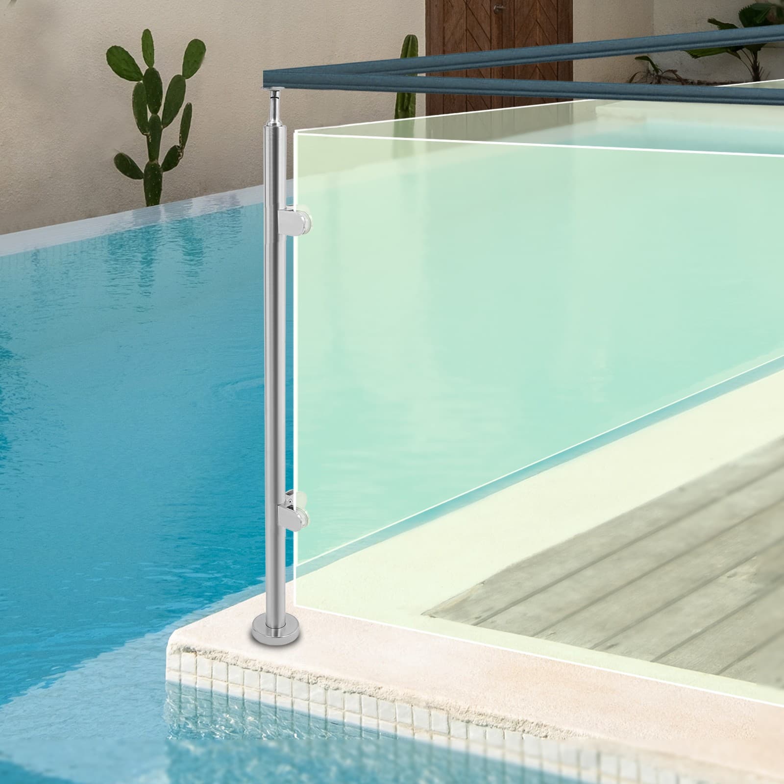 316 Stainless Steel Modern Sanding Corner Column Post for Glass Railing Silver