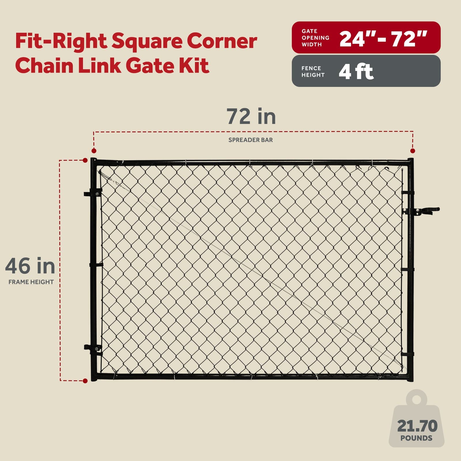 Adjust-A-Gate Fit-Right Adjustable Chain Link w/Square Frame,Black(Open Box) 2