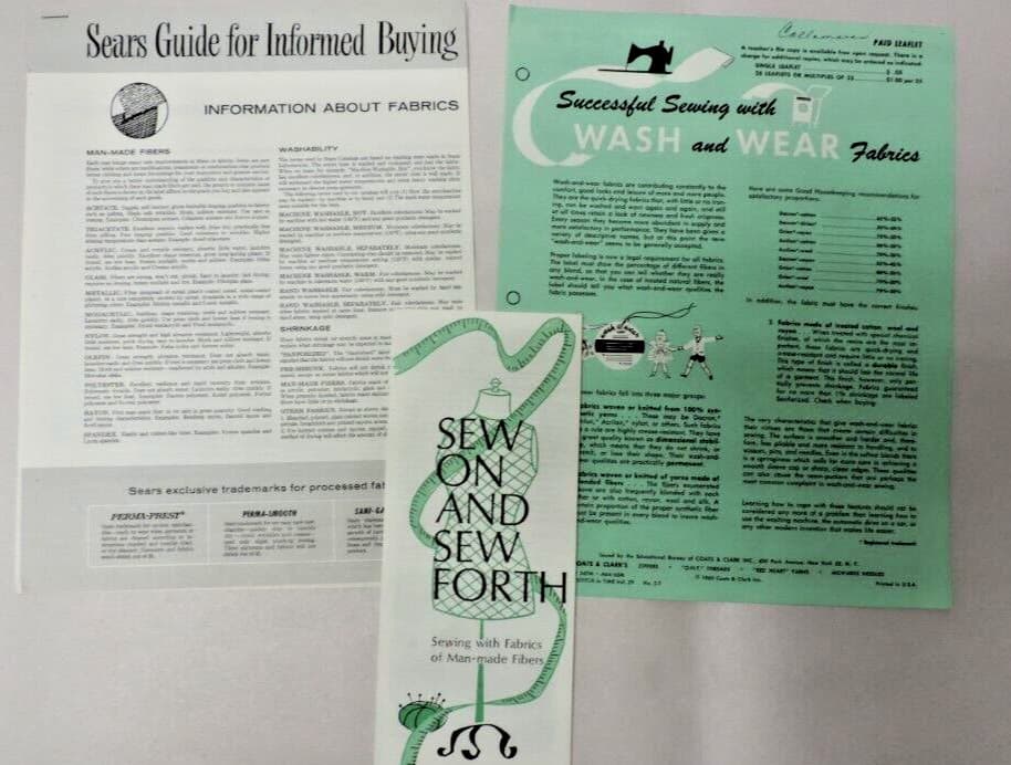 3 1970s Sewing Educational Pamphlets Lot: Fabric Information