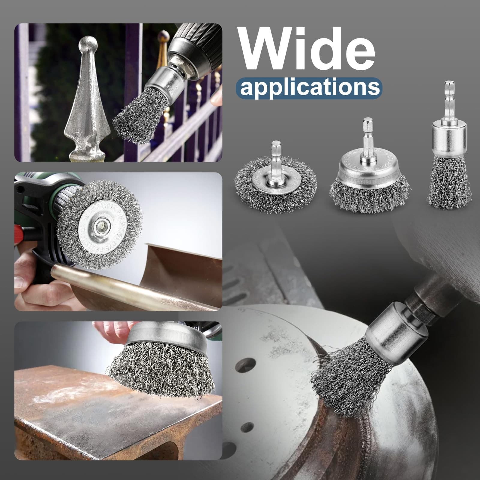 Pylevemv 6Pcs Professional Wire Wheel Carbon Steel Wire Brush for Drill Drill... 6