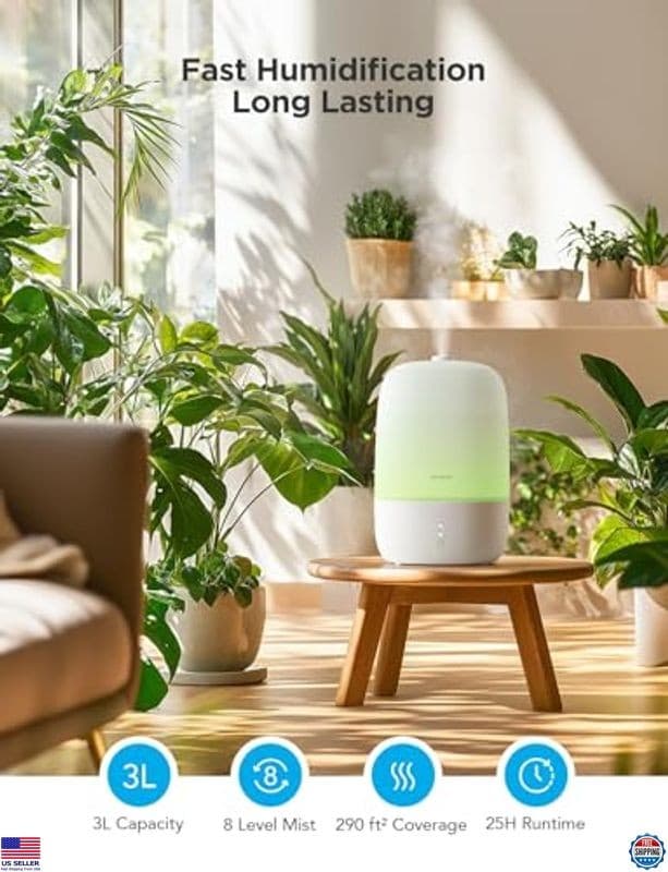 GoveeLife 3L Smart Cool Mist Humidifier & Essential Oil Diffuser, WiFi Control 6