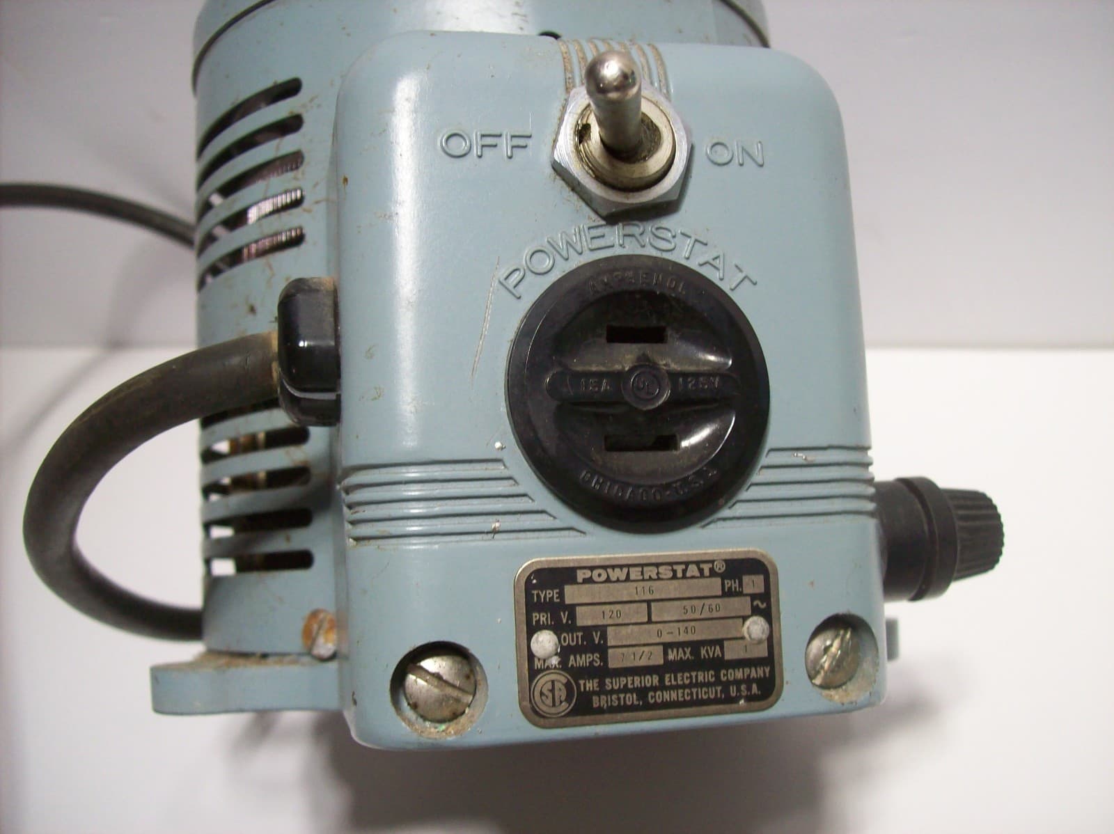 SUPERIOR ELECTRIC POWERSTAT 116 VARIABLE AUTOTRANSFORMER, USA, WORKS PERFECTLY 3