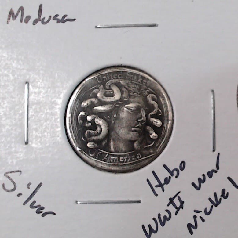 HOBO Medusa United Snakes of America Made From A REAL WWII Silver Nickel SIGNED